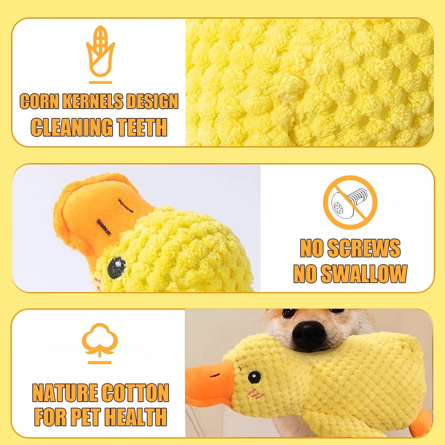 Grand Jouet en Peluche pour Chien 35 cm Canard couineur Doux et résistant