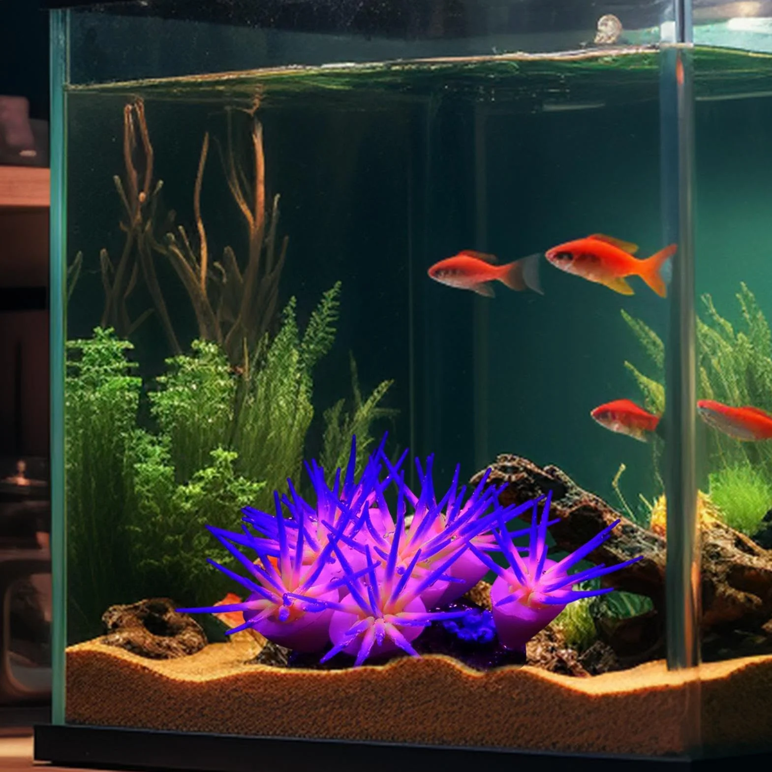 Générique Fish Tank Glowing Coral Ornaments Silicone Soft Coral Decorations 3.94x2.36in Artificial Luminous Aquarium Plants Freshwater