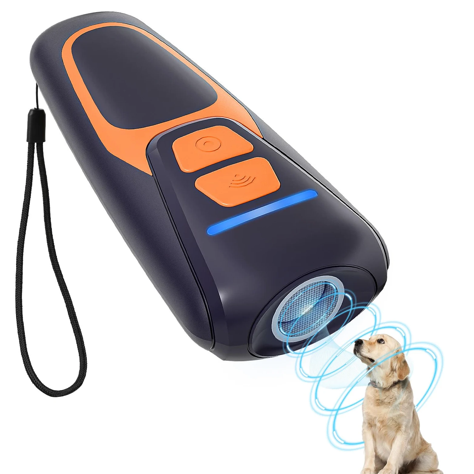 Antiladrides pour chiens à ultrasons Dispositif anti-aboiement pour chiens Répulsif Canin Portable Rechargeable 15 m Sûr et humain Anti-aboiement Intérieur Extérieur | 15 m portée double fréquence USB rechargeable jusqu'à 60 jours portable dragonne intéri