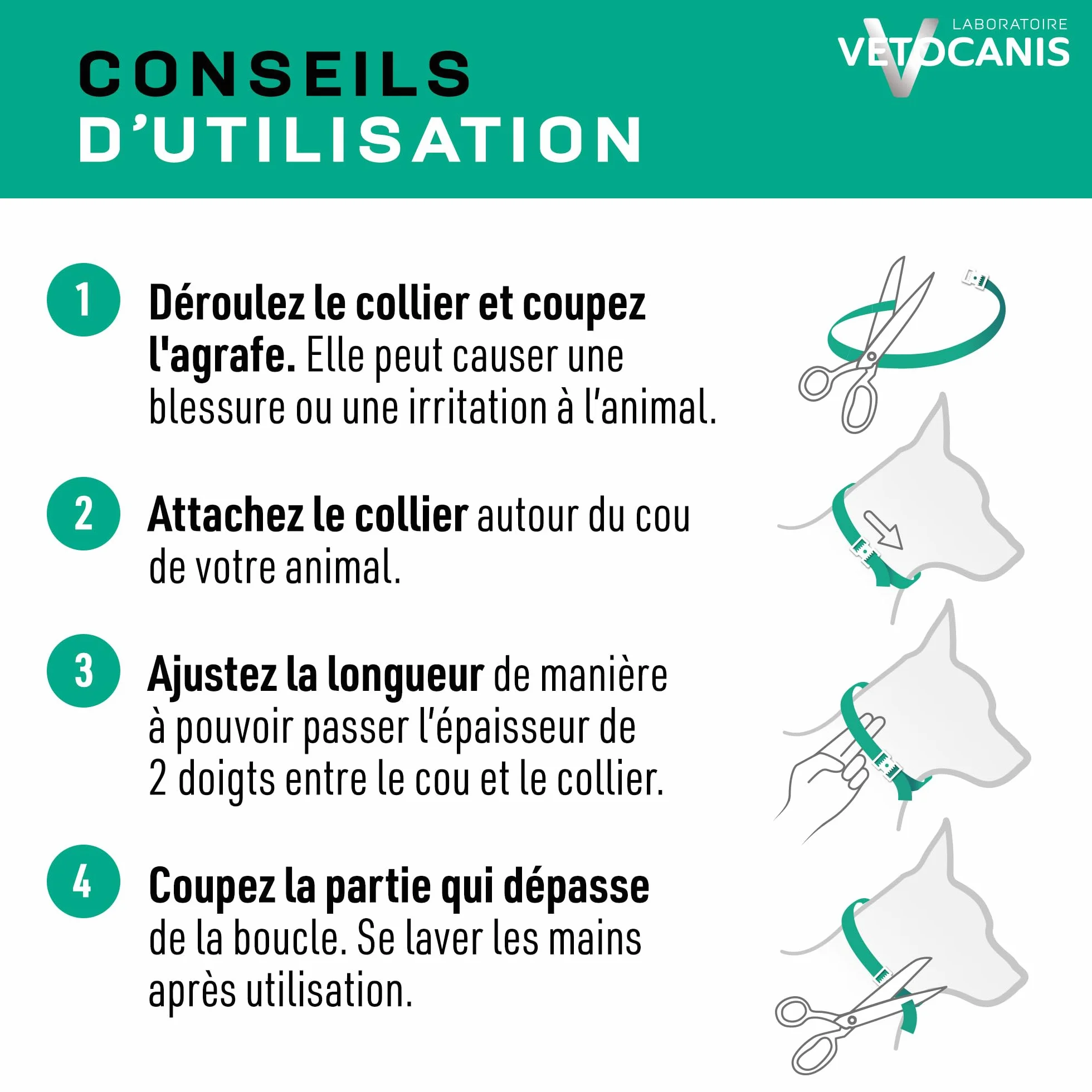 Vetocanis Collier Répulsif Puces Tiques Moustiques Protection 3 mois Grand Chien 20-40 kg Extraits Naturels Margosa Lavandin