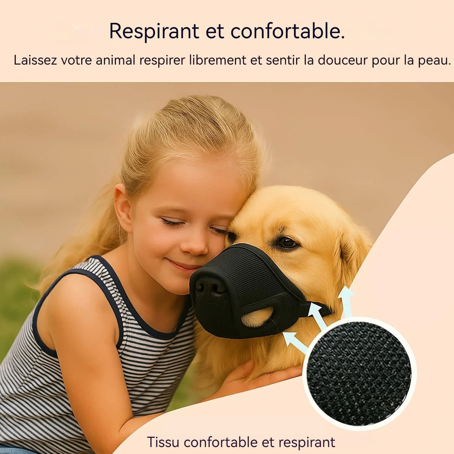 Filet respiratoire pour Chien Colenumone - Anti-Morsure, Anti-Perte de Poils, Anti-charognard, Facile à Nettoyer/enlever, Facile à Couper, Ne Pas frotter (M)