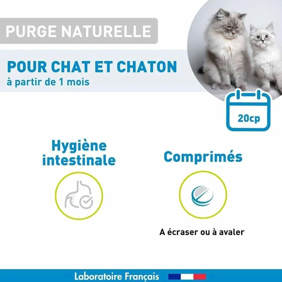 Vetoform Purge Naturelle Chat et Chaton 20 Comprimés