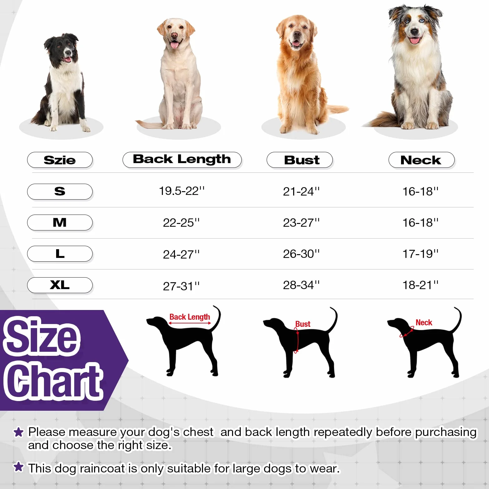 Manteau de pluie imperméable pour chiens de grande taille, poncho léger avec capuche, gilet résistant à la neige, vêtements de pluie avec trou pour laisse