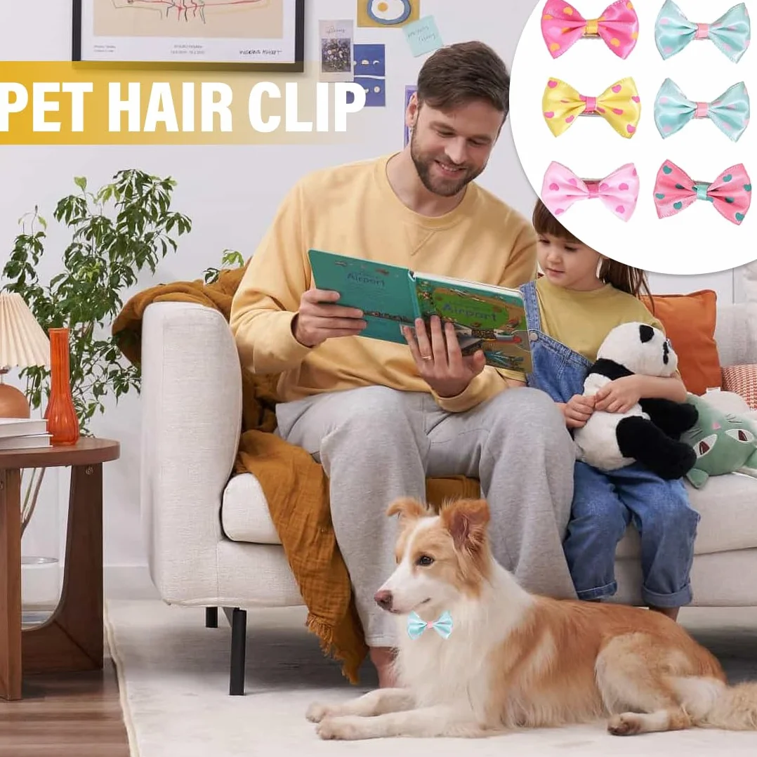 Barrettes pour Chiens 6 Pièces, Accessoires de Toilettage Bowknot pour Petit Chien, Chat