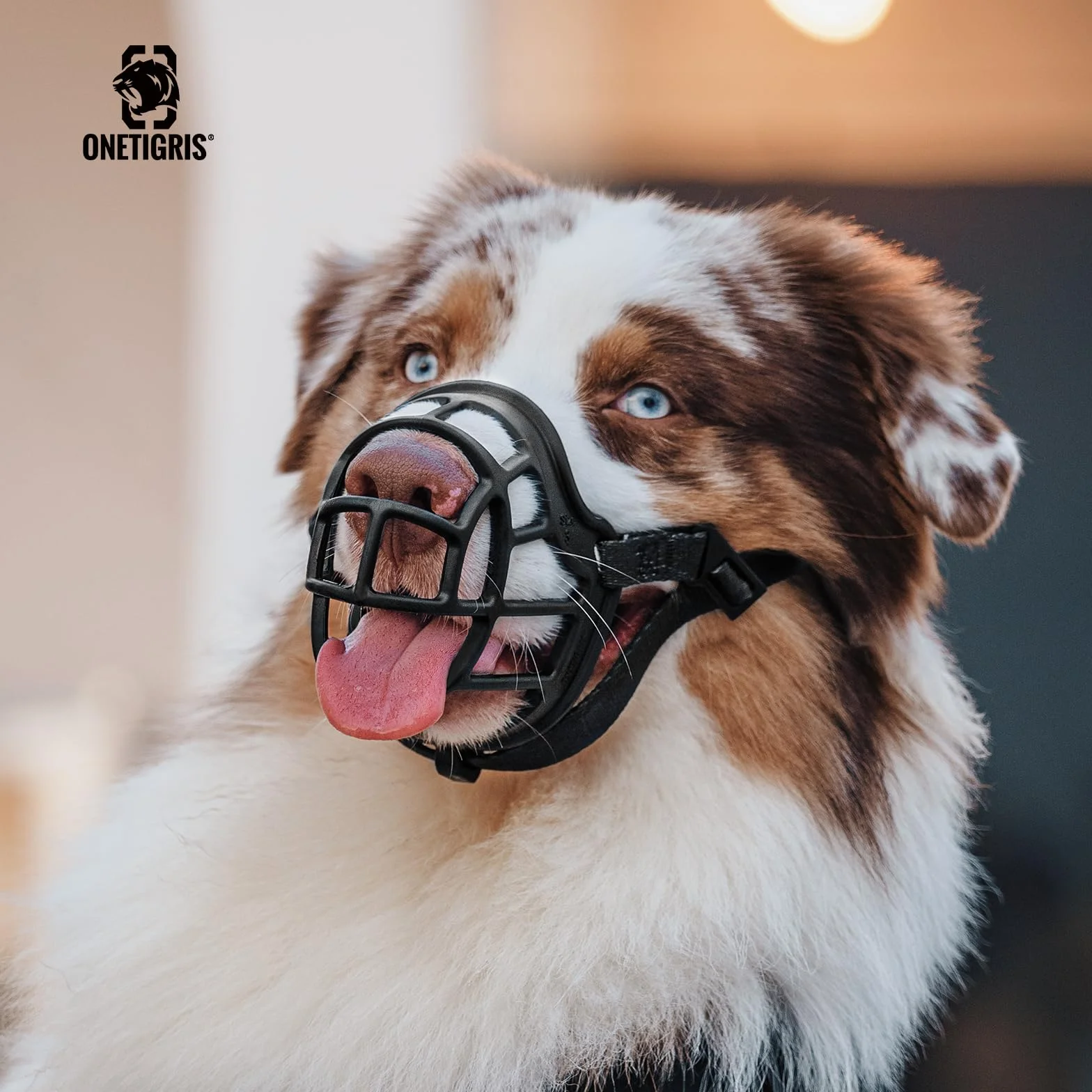 OneTigris Muselière souple pour chiens en caoutchouc résistant avec sangle réglable Convient pour les chiens de moyenne et grande taille Prévention des aboiements et morsures - Taille XL (5)