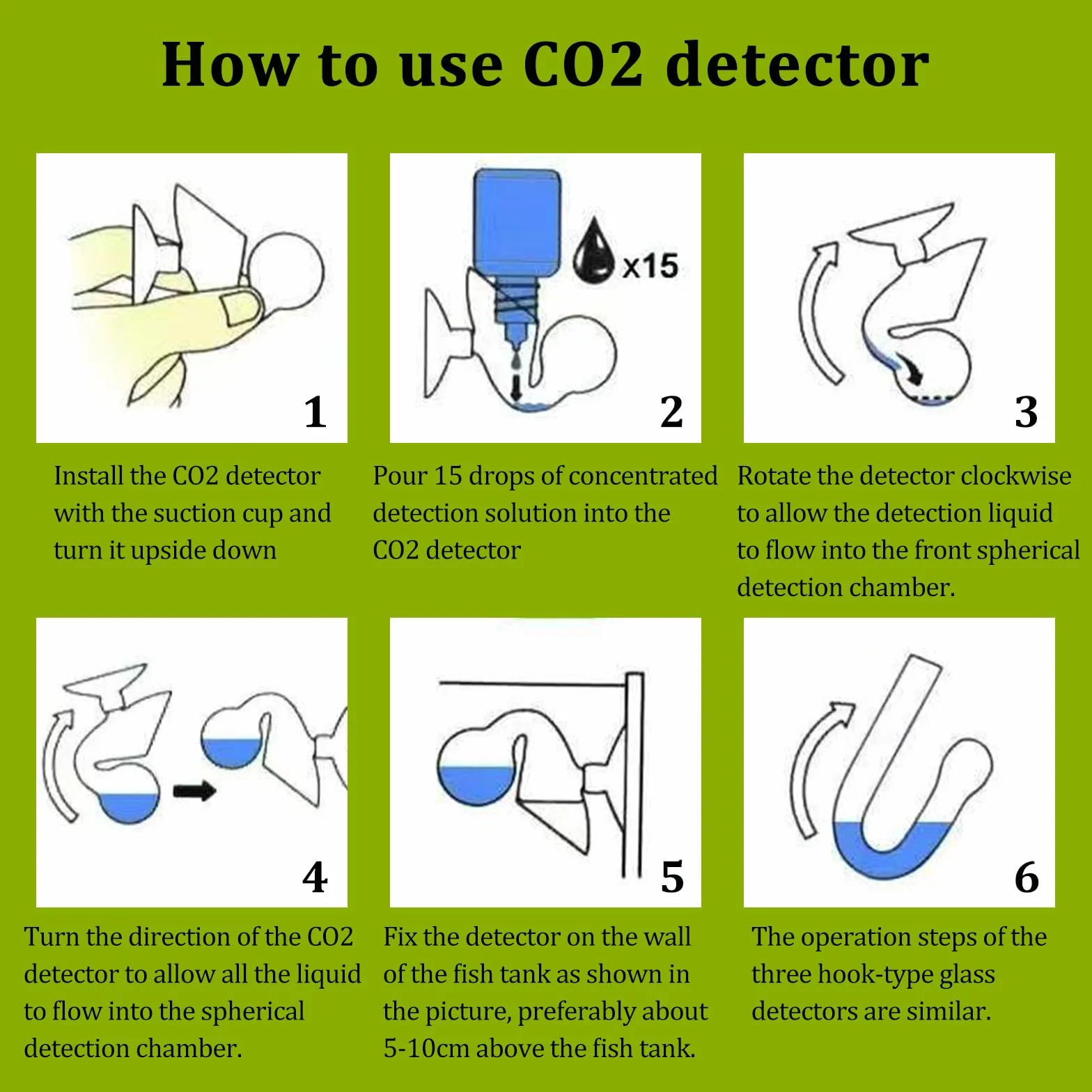 Drop Checker CO2 3 Pièces avec Ventouse Testeur CO2 pour Aquarium d'Eau Douce