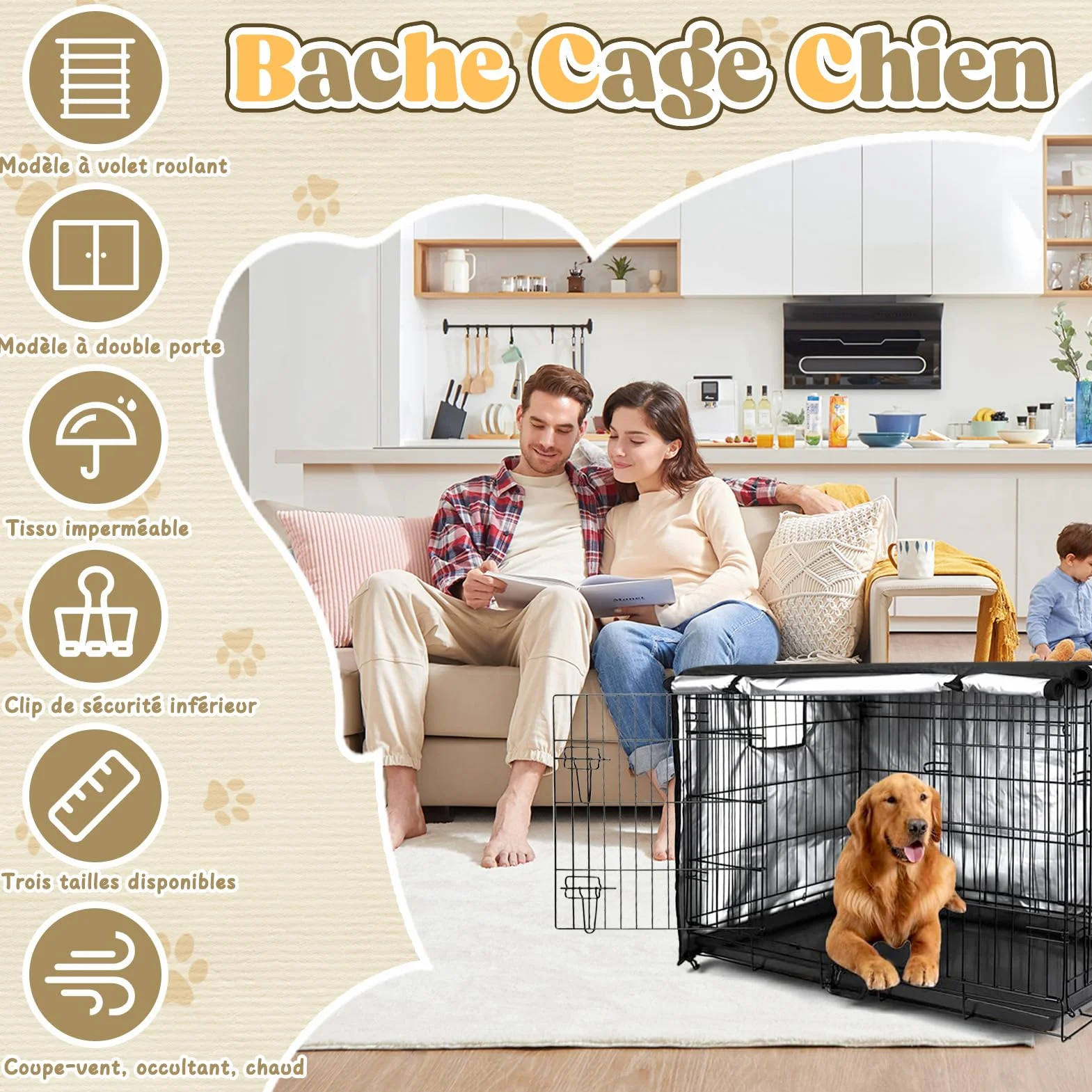 VINGVO Housse de Cage pour Chien 600D Imperméable Durable Universelle 42in