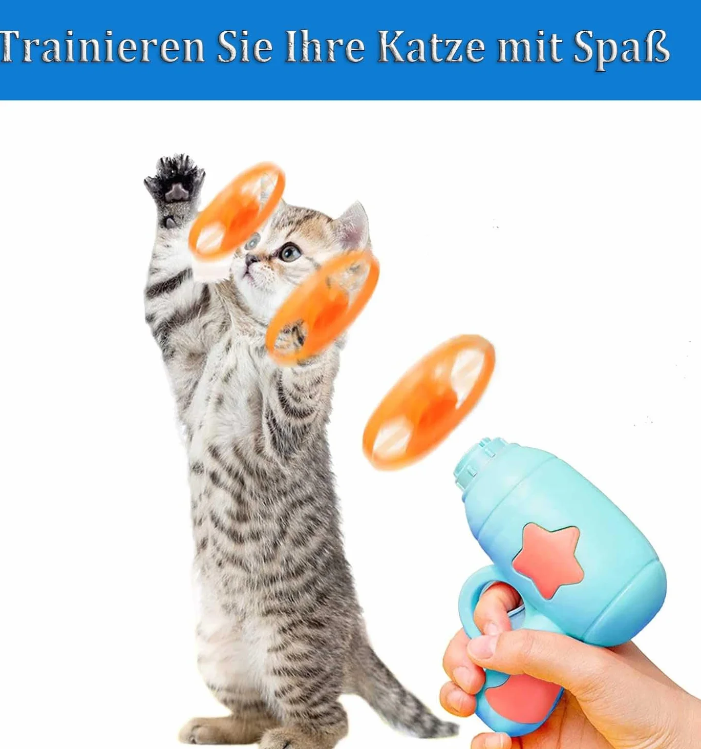 Cat Fetch Jouets Interactif Volants pour Chat avec Lanceur et 10 Disques