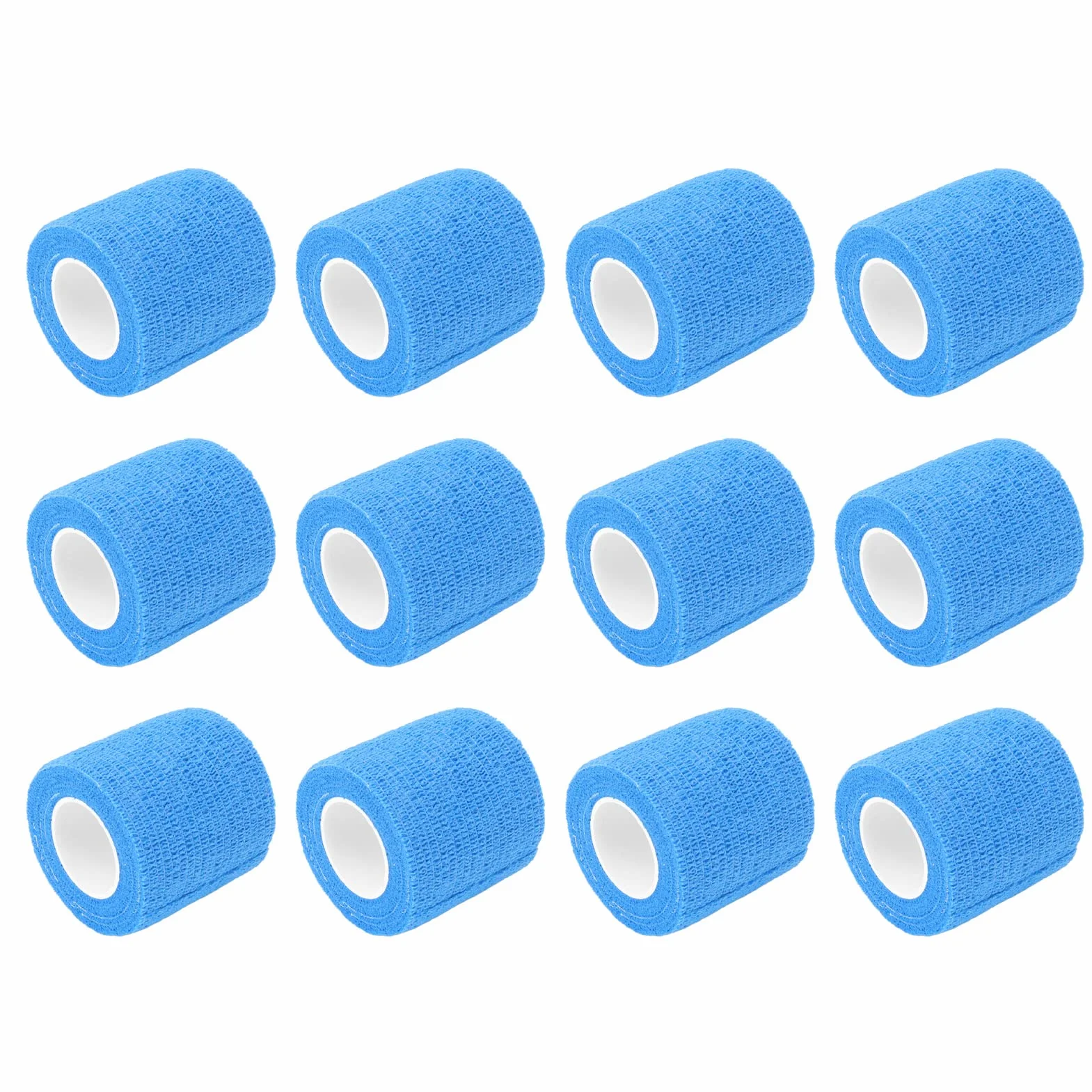 Lot de 12 Bandes élastiques Auto-adhésives imperméables pour réparation de Sabots pour Vaches, Chevaux, Chiens, Chats, Polyester Non tissé, Longueur 4,5 m, Lot de 12 (Bleue)
