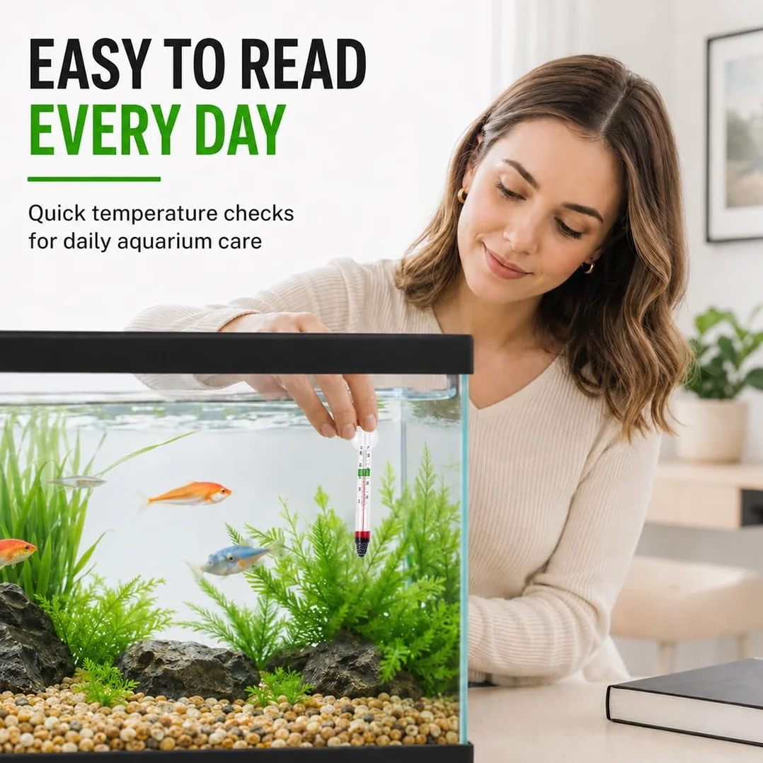 Thermomètre Aquarium Ventouse, Mesure Précise Température Eau Douce Salée Poisson Reptile