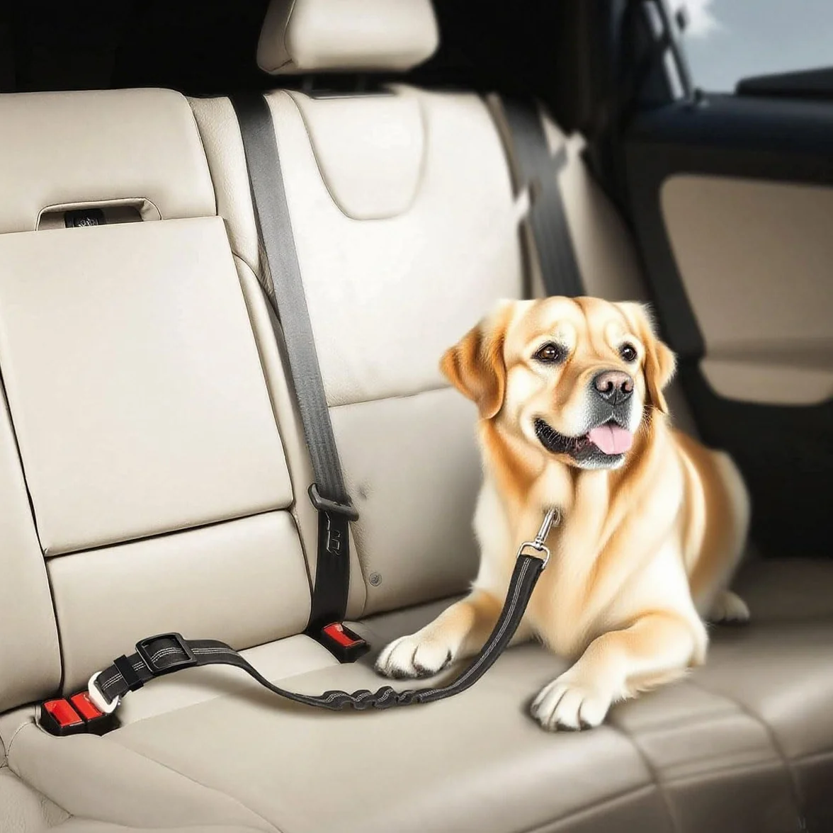 Ceinture Chien Voiture Harnais Securite Absorption des Chocs Mousqueton 2PCS