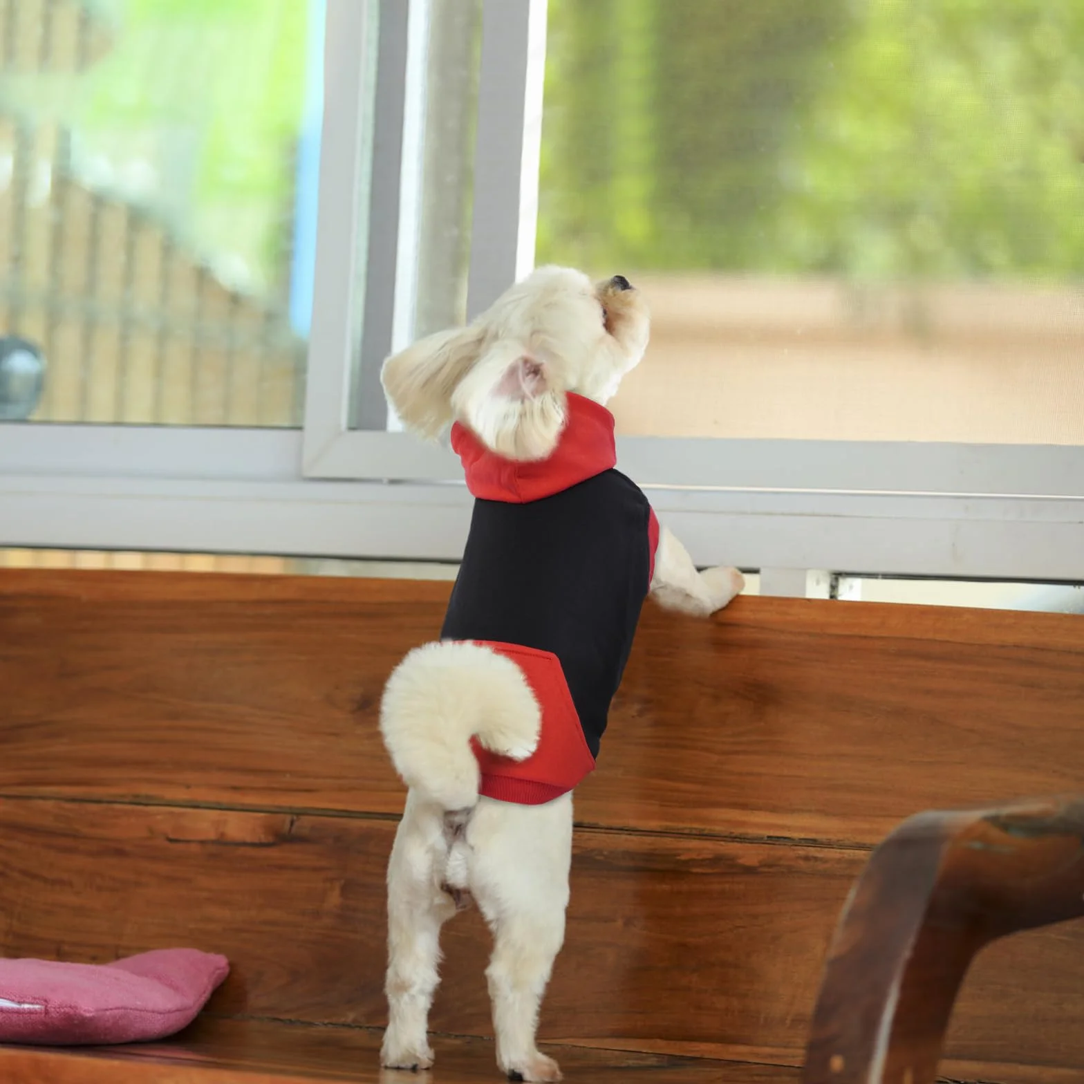 Sweats à Capuche pour Chiens sans Manches en Coton Pull Chien Rouge