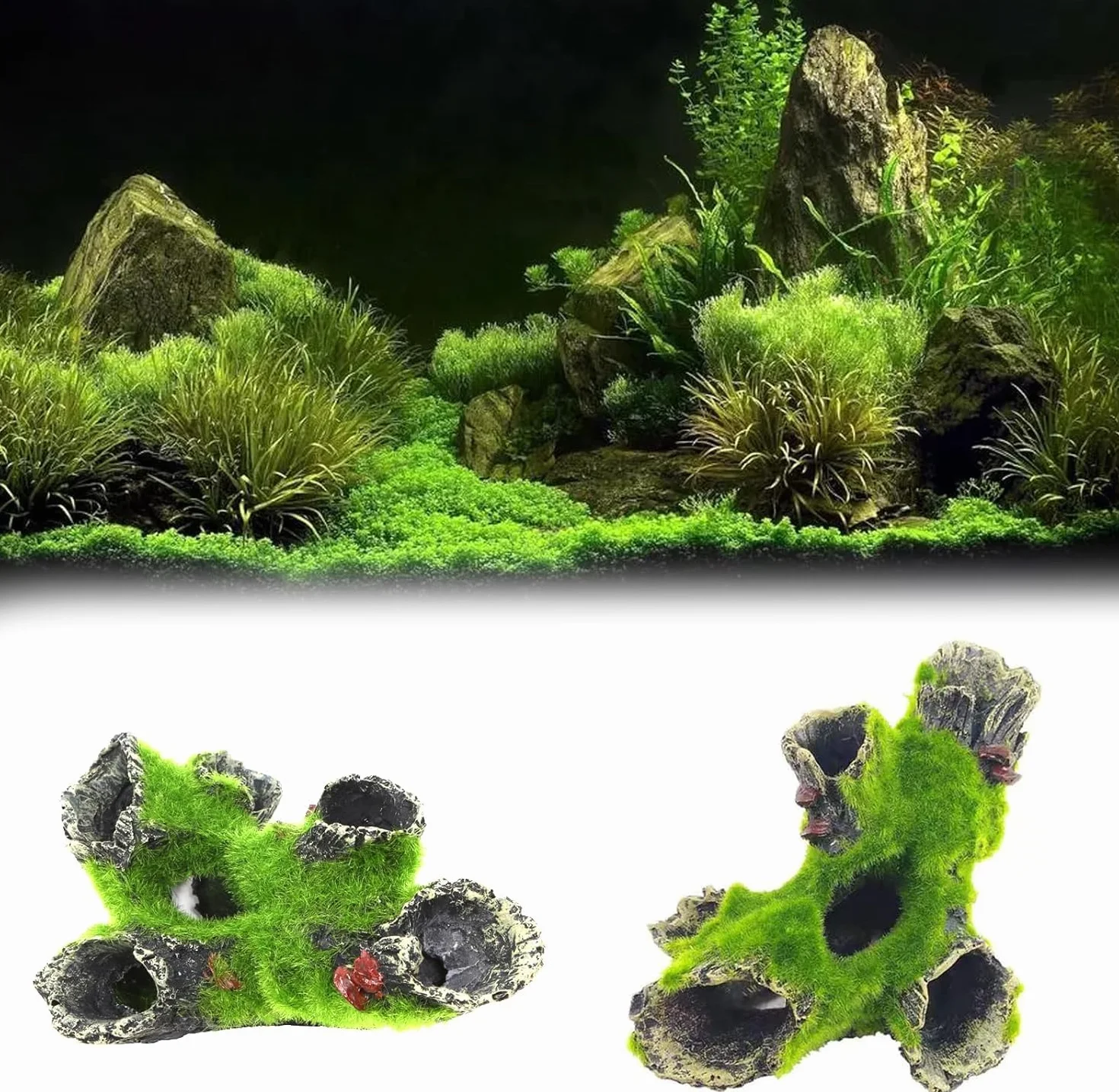 Décoration Aquarium Résine Grotte Cachette Poisson Ornement Sécure