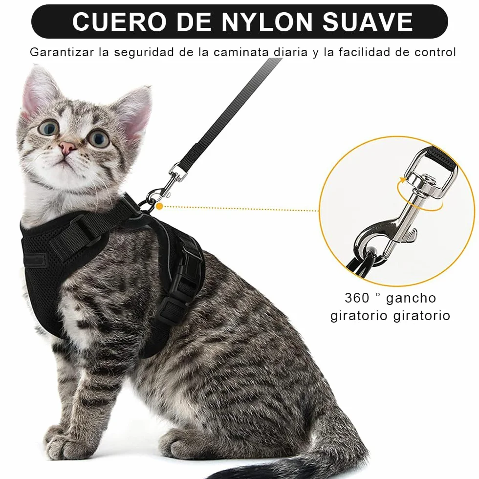 Harnais pour Chat Réglable avec Laisse 150 cm - Sécurité pour Chats Adultes et Chiots