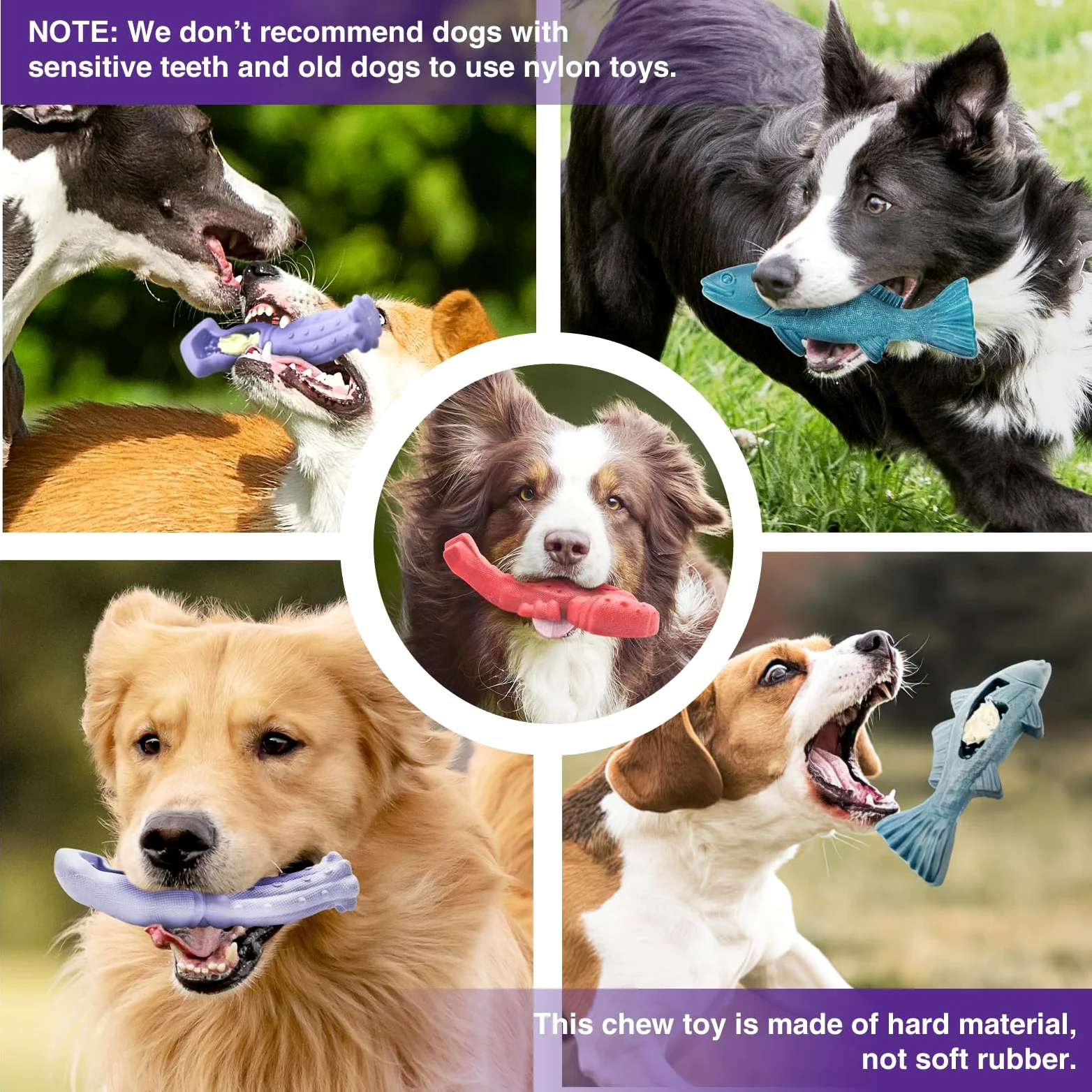 Kimee Lot de 3 Jouets à mâcher indestructibles pour Chien avec saveur de Bacon en Nylon résistant, Nettoyage et Dressage des Dents, soulagement de l'ennui pour Toutes Les Races