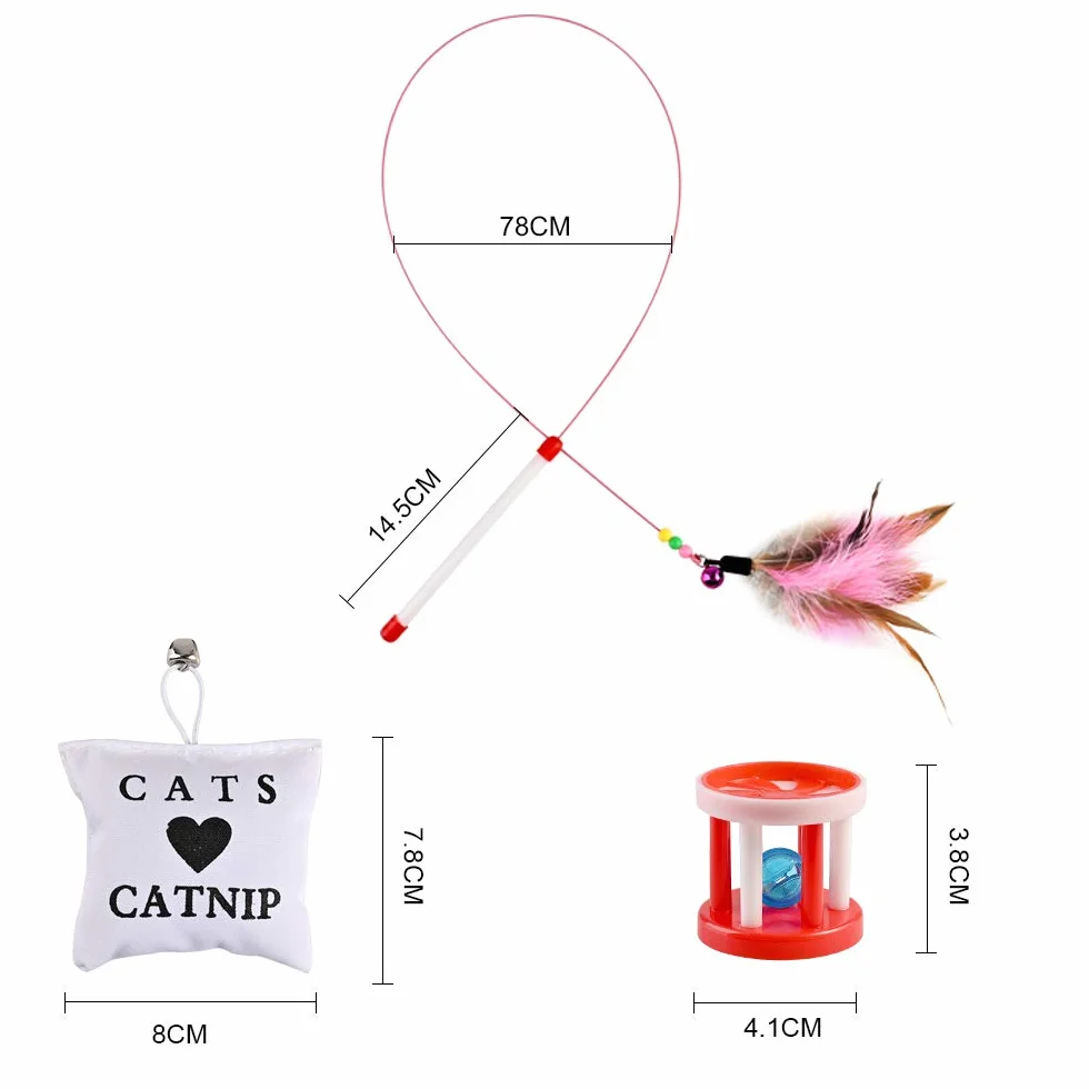 Jouets Chat Interactif 16 pièces Souris Balles Baguettes de Plumes pour Kitty
