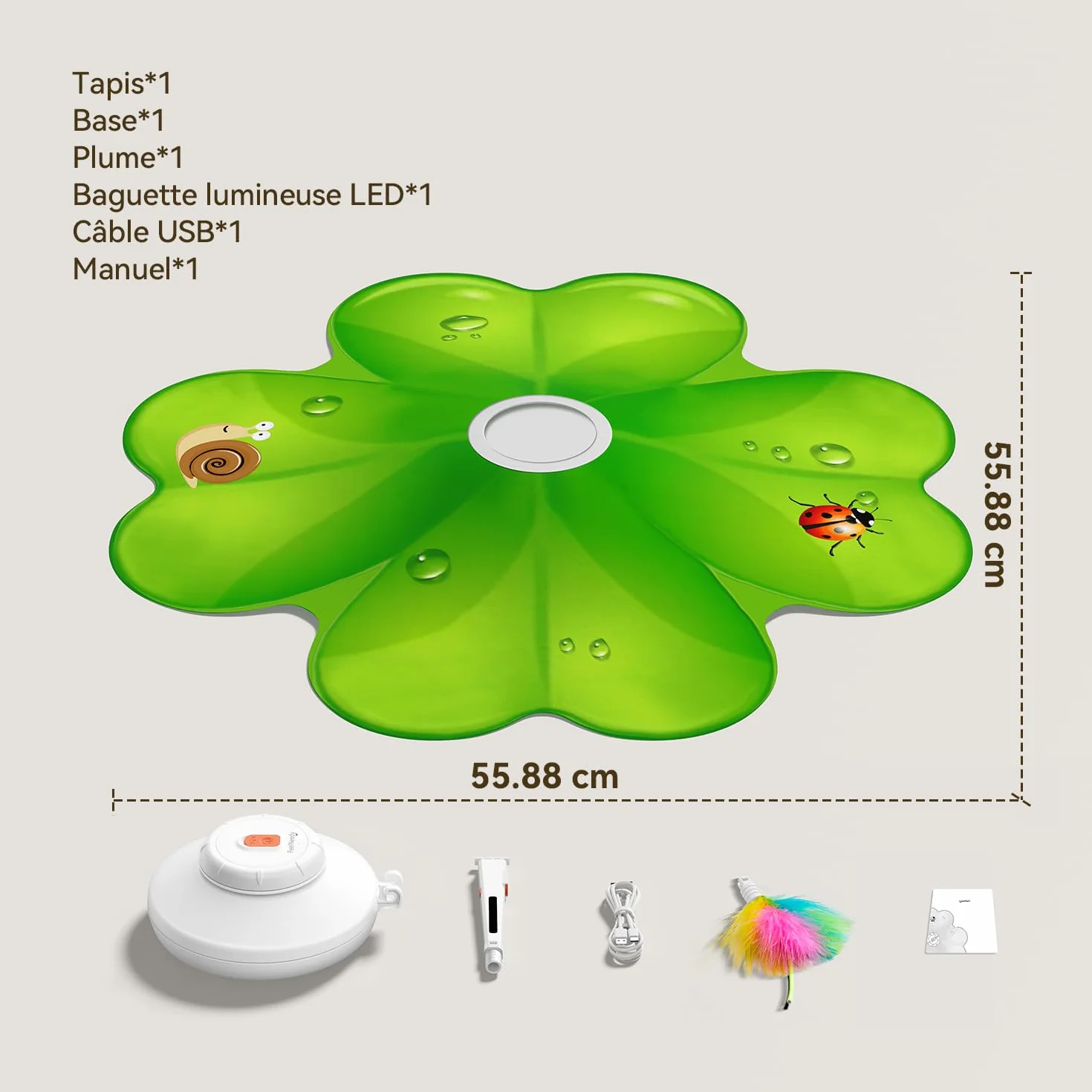 FEELNEEDY Jouet Chat Interactif Rechargeable avec Point Rouge LED et Plumes Mobiles Dissimulées