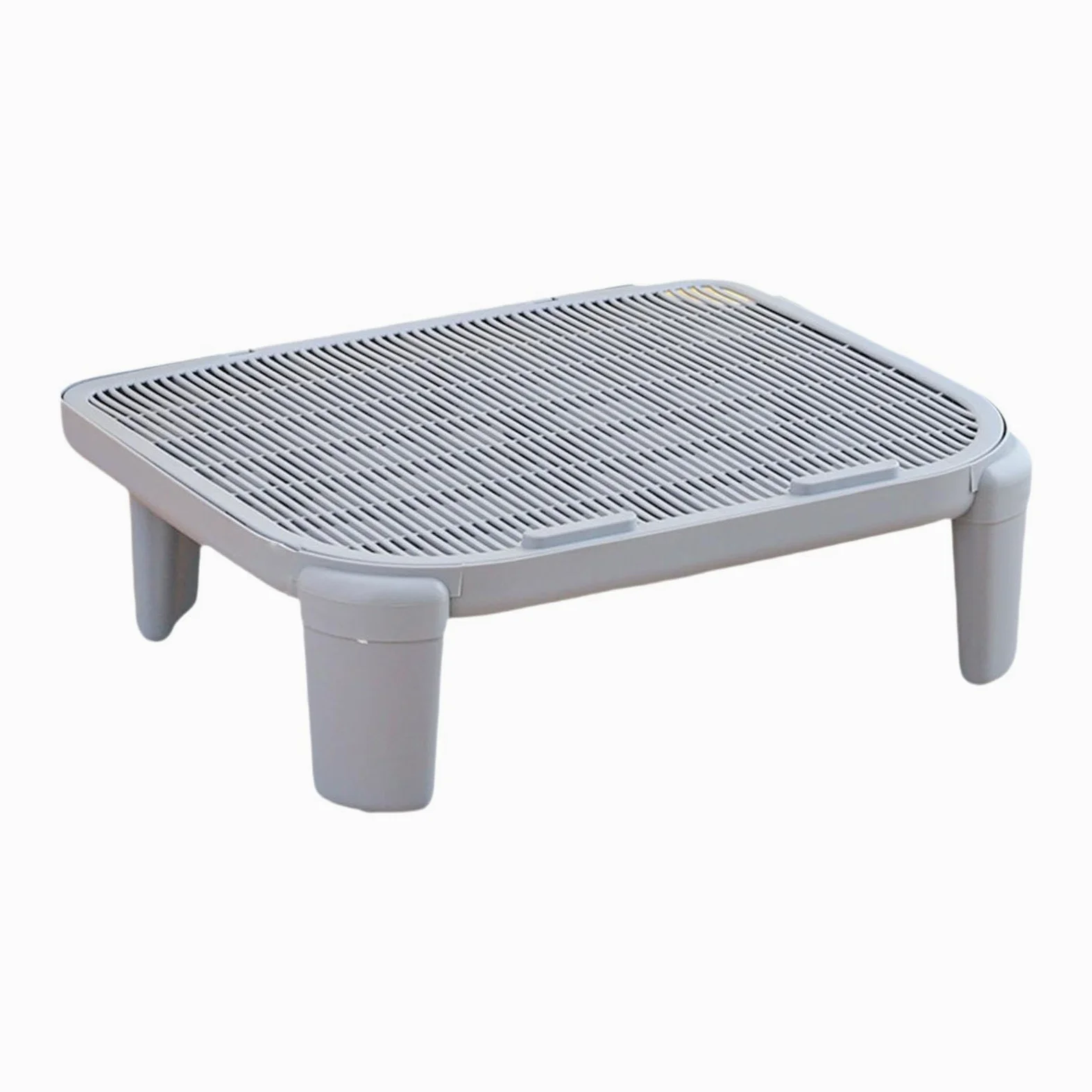 Rampe Litière Chat Double Couche Trappeur de Litière Tapis pour Boîte Litière Matériau PP Fonction Pied Adapté Aux Chats Âgés Nettoyage Intérieur, Gris