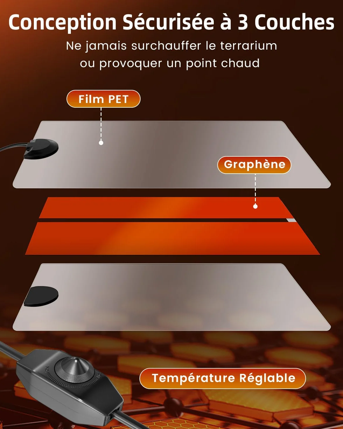 Glowup 7W Reptile Vivarium Tapis de Chauffage avec Réglage de la Température pour Reptiles, Tortues, Serpents, Lézard