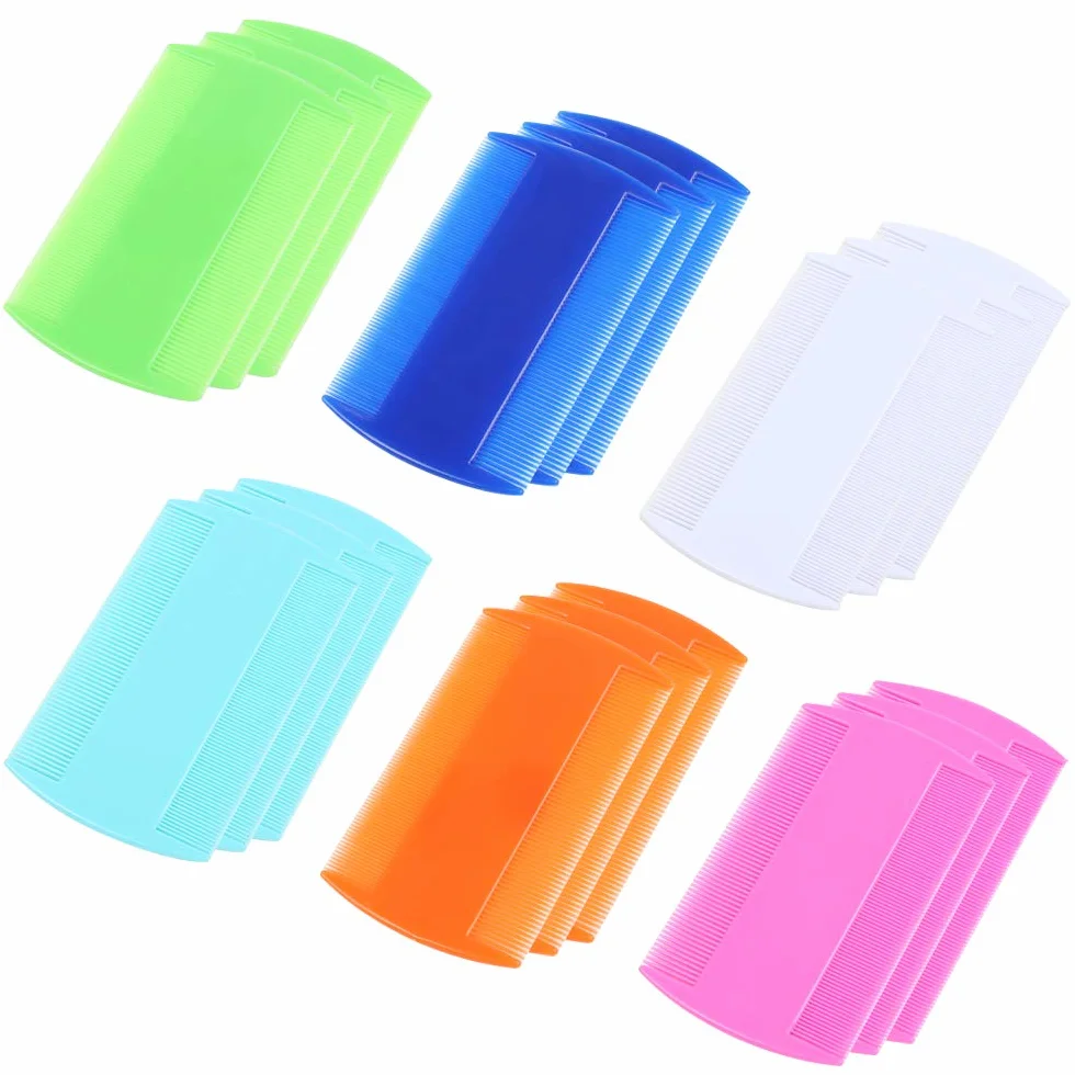 Peigne à Poux Double Face Plastique Toilettage Animaux 18 PCS 8.7x5cm