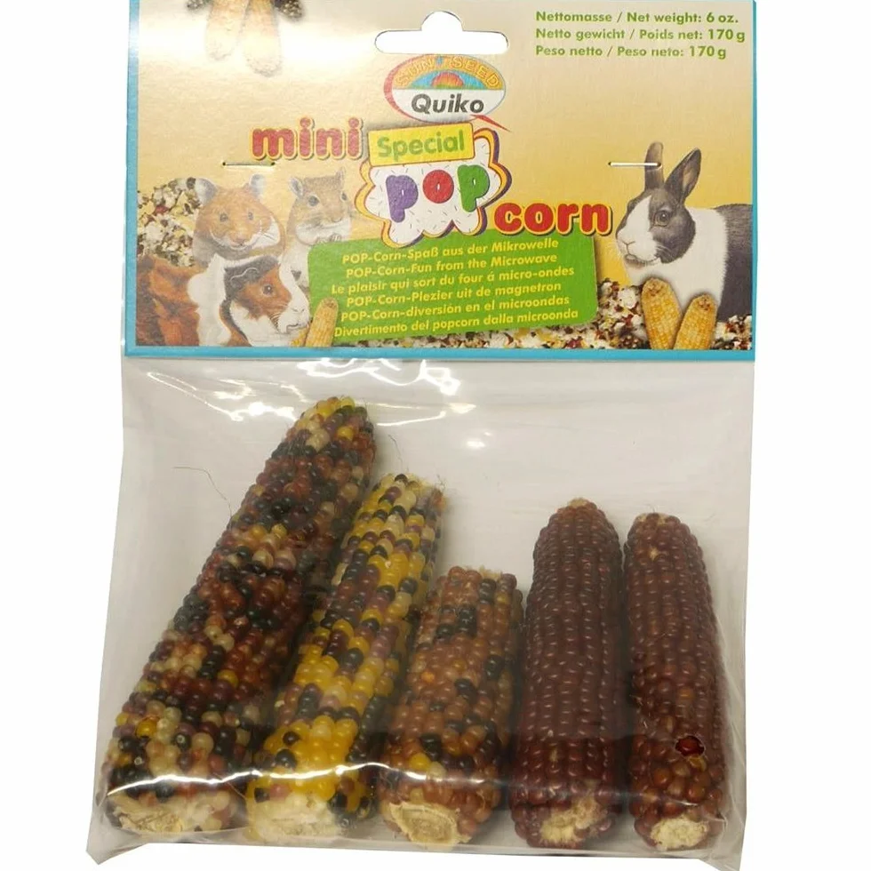 Quiko Mini Pop Corn Special 170g pour rongeurs - épis de maïs au Naturel avec de précieux nutriments
