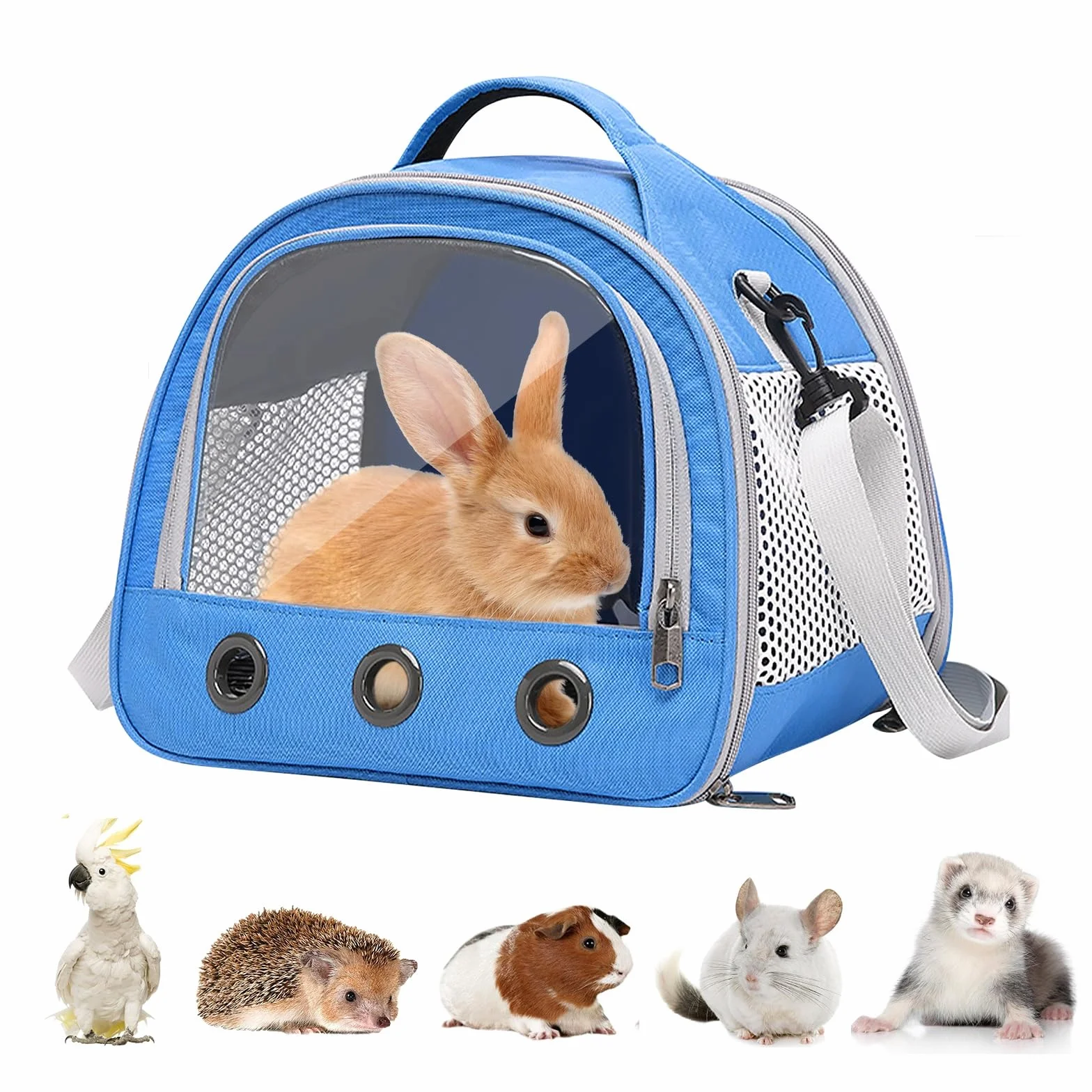 Sac de Transport pour Petits Animaux, Sac Voyage Chat Pliable, Cage Transport Lapin, Bleu