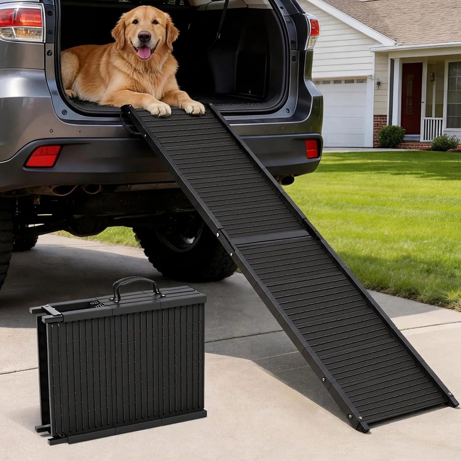 Rampe pour Chien pour Voiture 170 cm x 41 cm,Rampe Pliable Extra Longue avec Surface Antidérapante, Rampe Portable pour Animaux pour SUV, Camion, Lit & Canapé, pour Chiens Moyens et Grands