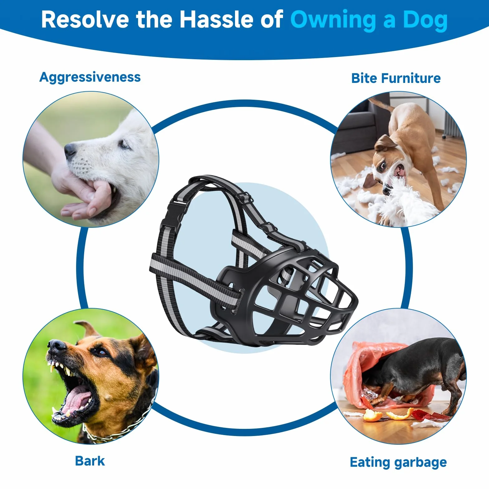 Museliere pour Chiens, Museliere Chien Musoliaire Chien avec Sangles Réglables Museliere Anti Aboiement Mieux Prévenir Les Morsures Mâcher et Aboyer pour Petits Moyens Et Grands Chiens (Taille 3)