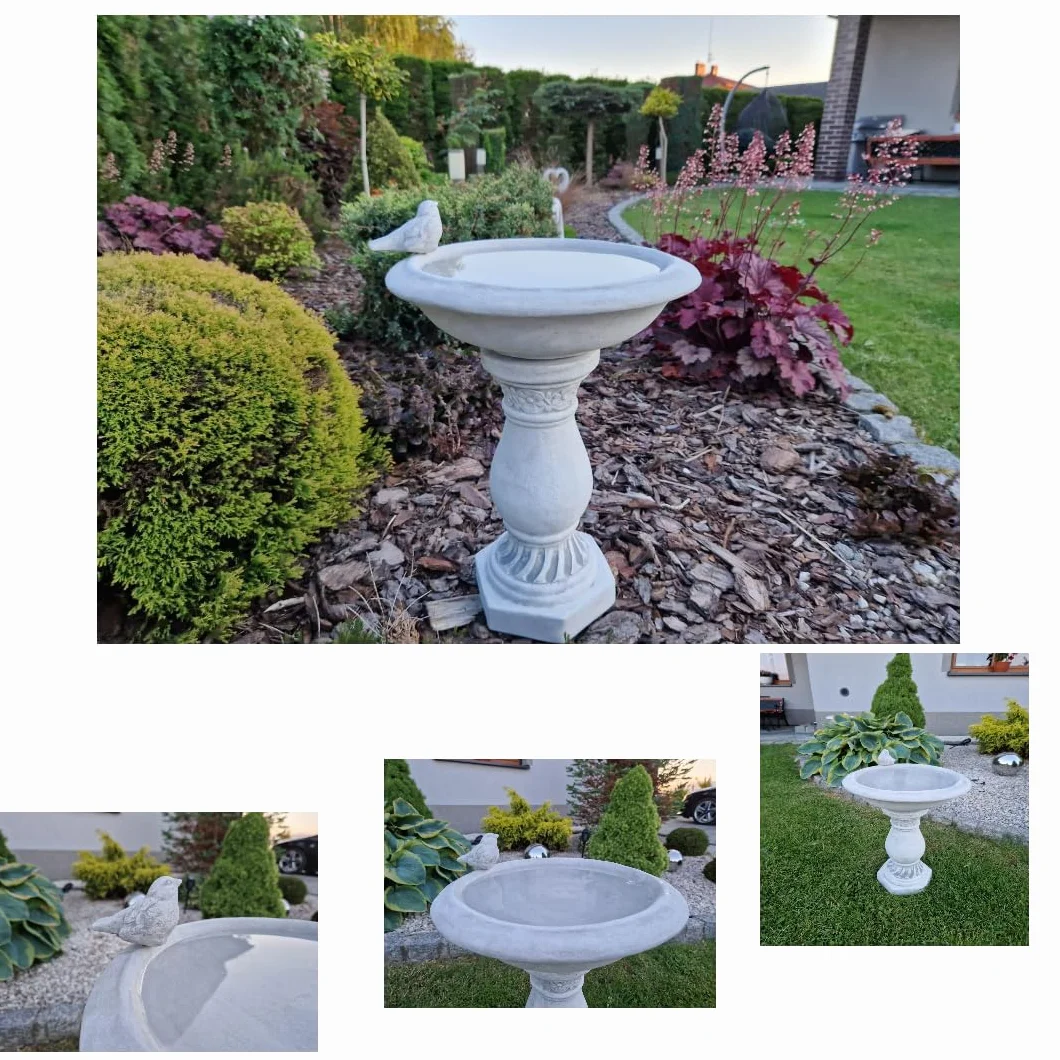 Bain d'oiseau Antique sur Colonne décorative en Pierre coulée