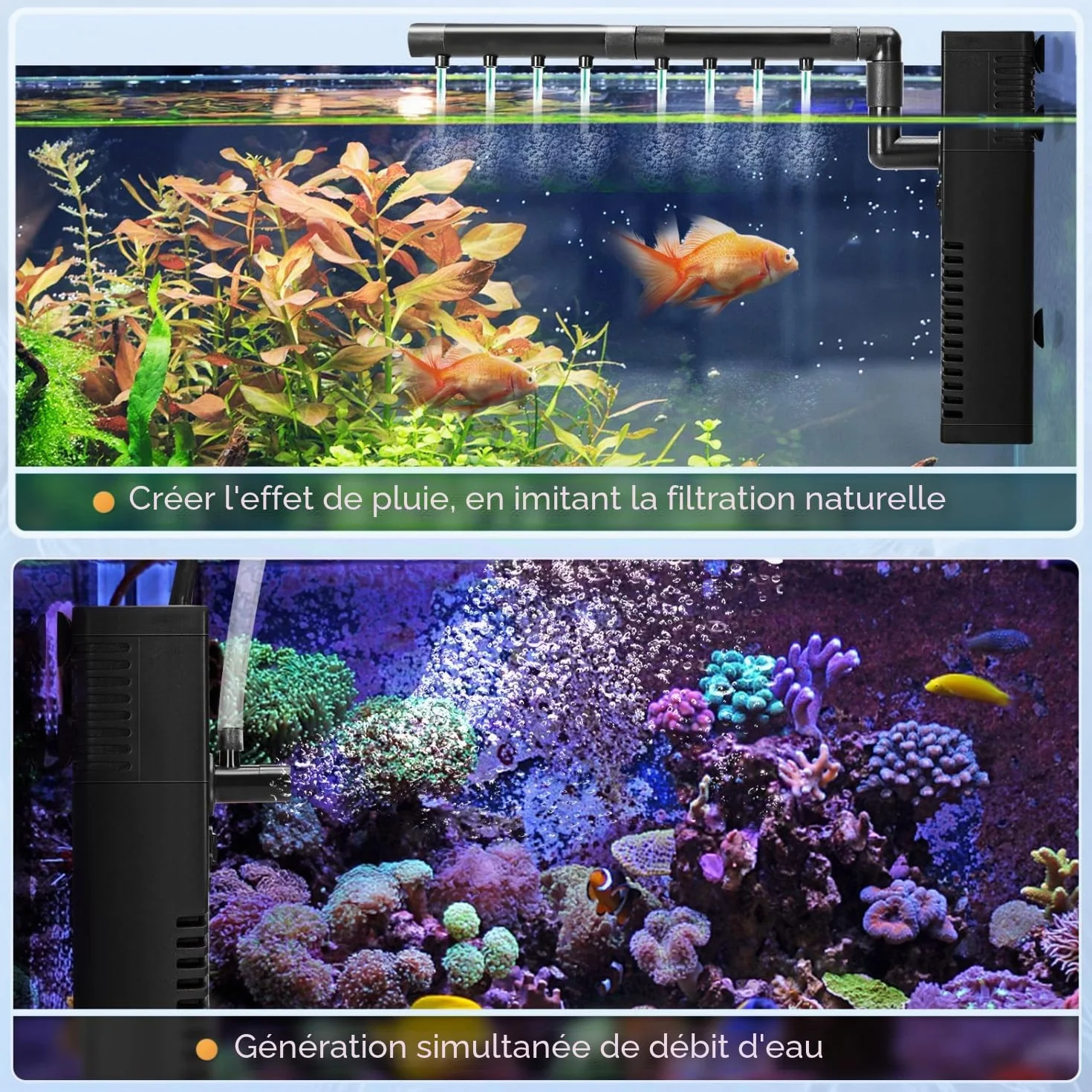 Filtre Intérieur Aquarium 5W 230L/H 20-50L pour Petit Réservoir Froide ou Tropicaux