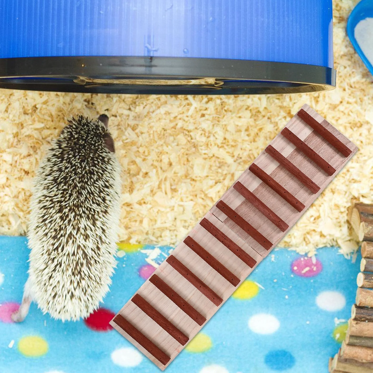 SHINEOFI Échelle en Bois pour Petits Animaux Matériau Naturel et Sûr, pour Cage, Favorisant Exercice et Jeu sans Bavure, Couleur Kaki