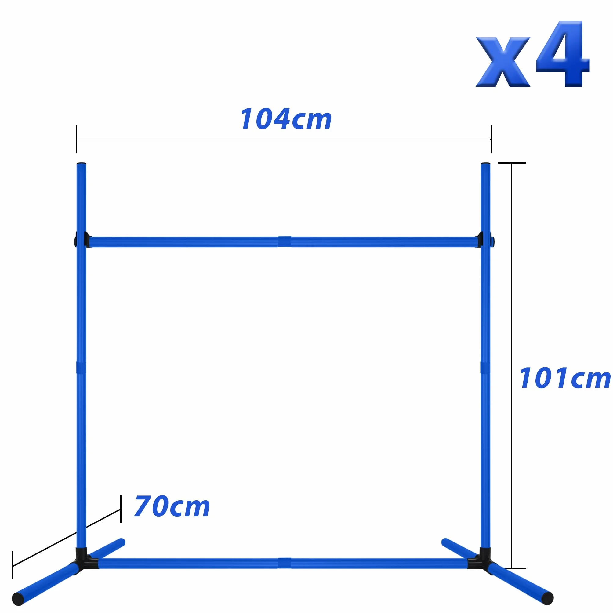 Froadp Agility Lot de 4 obstacles pour chiens - Slalom - Barres réglables en hauteur - 104 x 70 x 101 cm - Bleu
