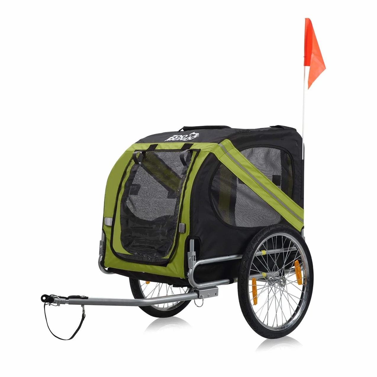 Zoomundo Remorque Velo pour Chien Transport Animaux Vert/Noir
