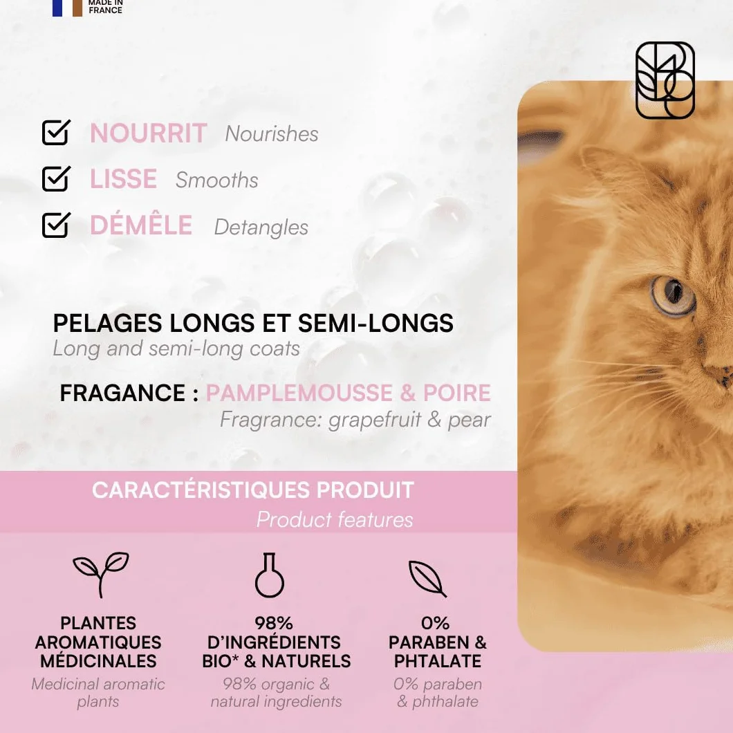 Biogance Shampooing Poils Longs 150 ML pour Chat Huile de Jojoba