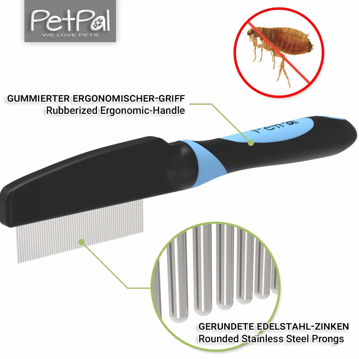 PetPäl Peigne Anti-puces pour Chien & Chat – Peigne Antipuces Professionnel