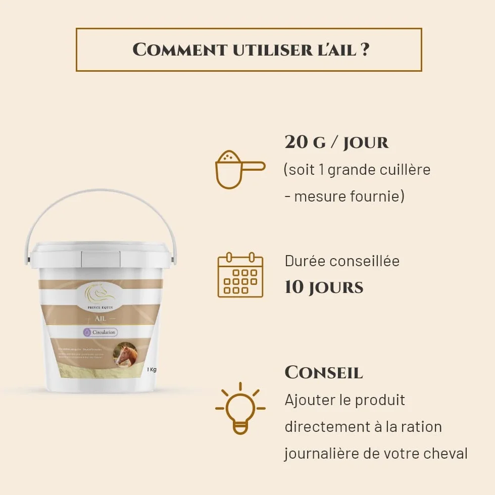 AIL - Complément nutritionnel Cheval - Seau 1 kg - Répulsif Contre Les Insectes - Circulation Sanguine - Soutien de la Respiration - Marque Française