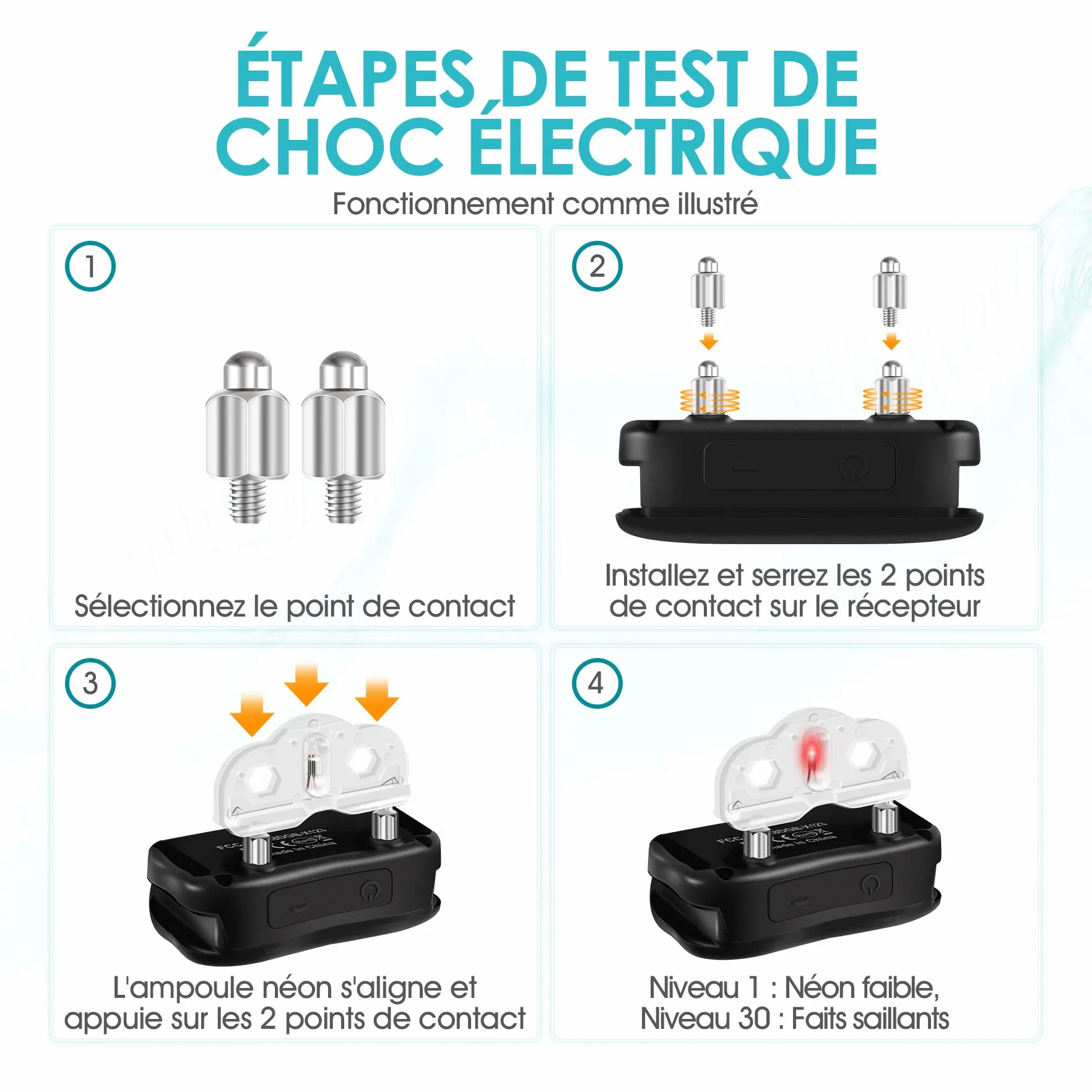 Récepteur Collier Dressage Chien, Simple sans Télécommande, 14 Niveaux Fonctionnalité Clôture