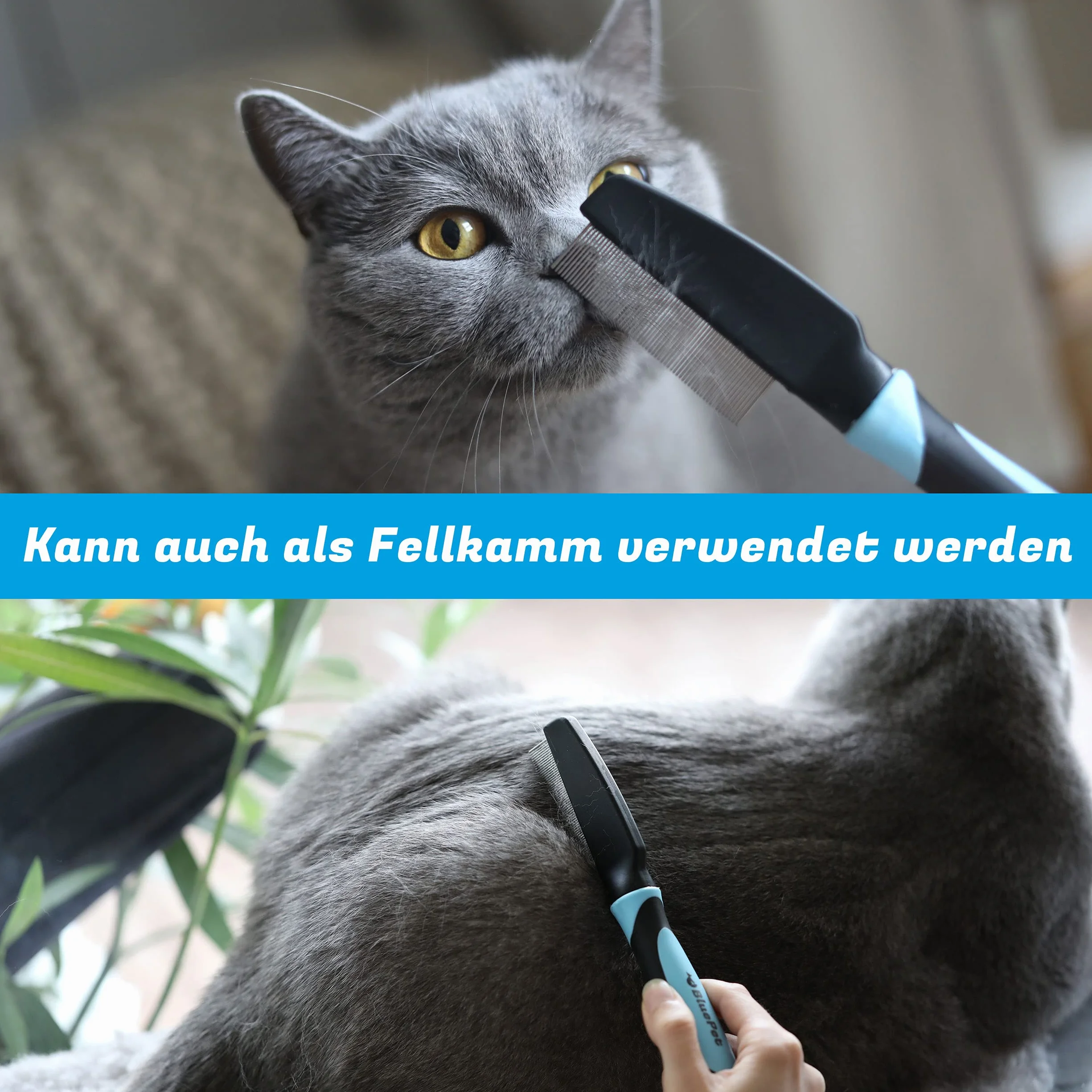 BluePet Peigne démêlant Anti-puces pour Chiens et Chats - Peigne Anti-poux - Élimine Parasites