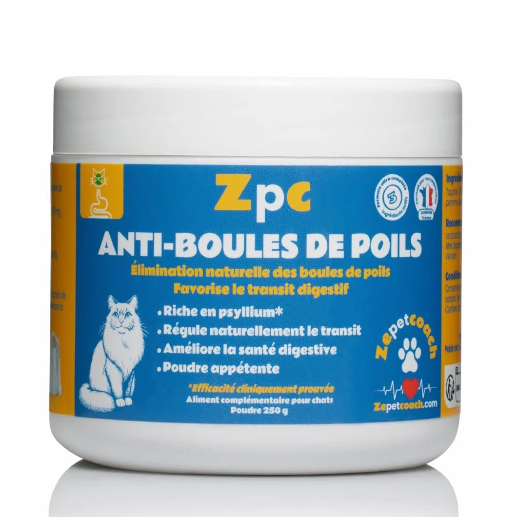 Complément Chat Anti Boules de Poils Psyllium Taurine Chicorée Naturel Saveur Volaille 250g