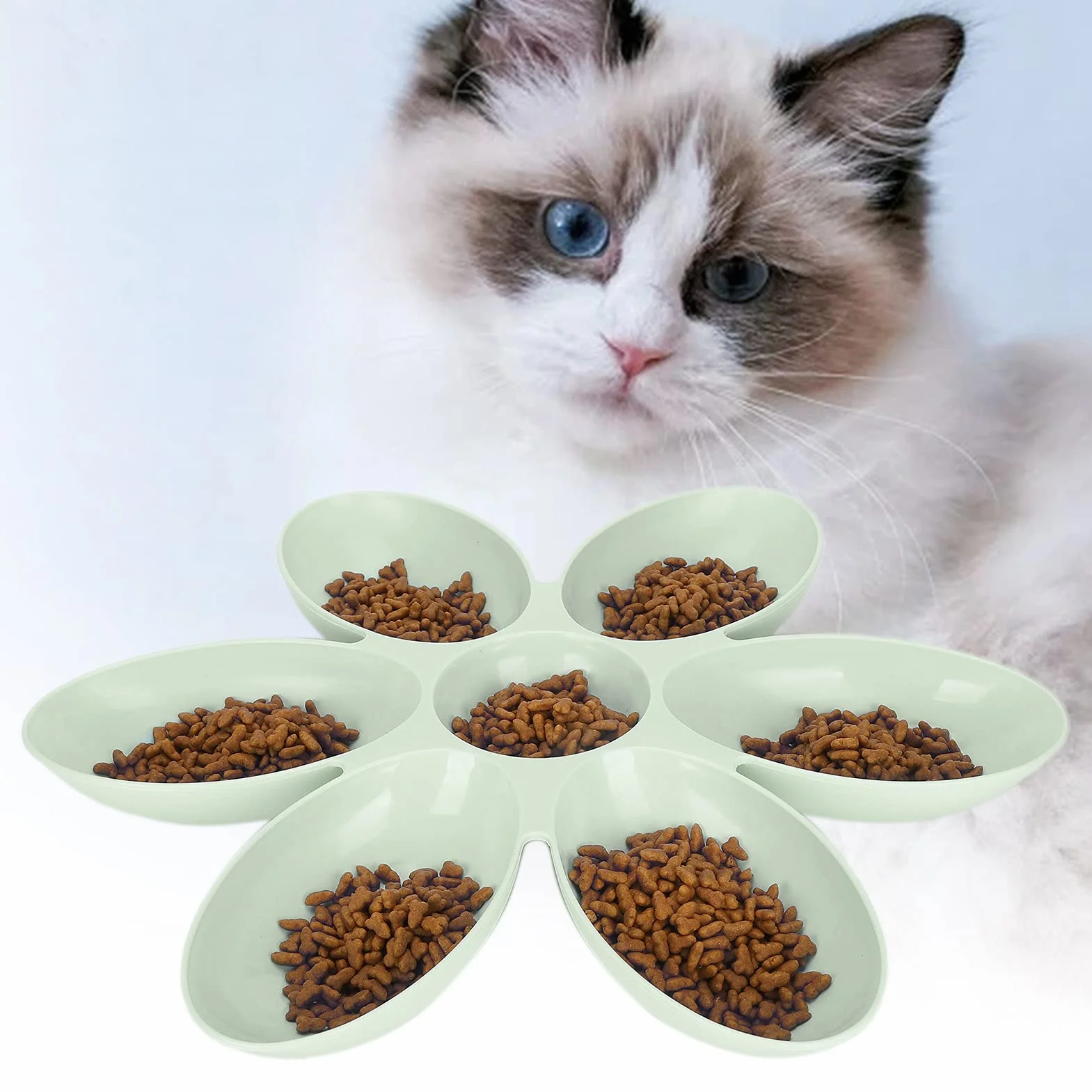 Pssopp Bol pour Chats en Forme de Pétales de Fleurs Mangeoire Multi-Chats