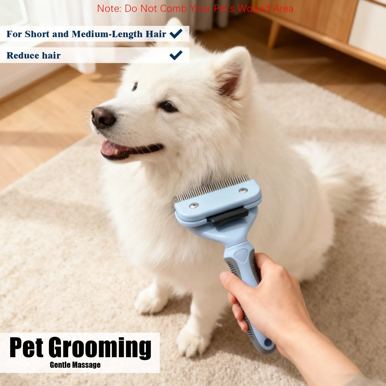 Brosse pour Chat et Chien, Brosses Poil Court et Long, Nettoyage en un Clic, Bleu
