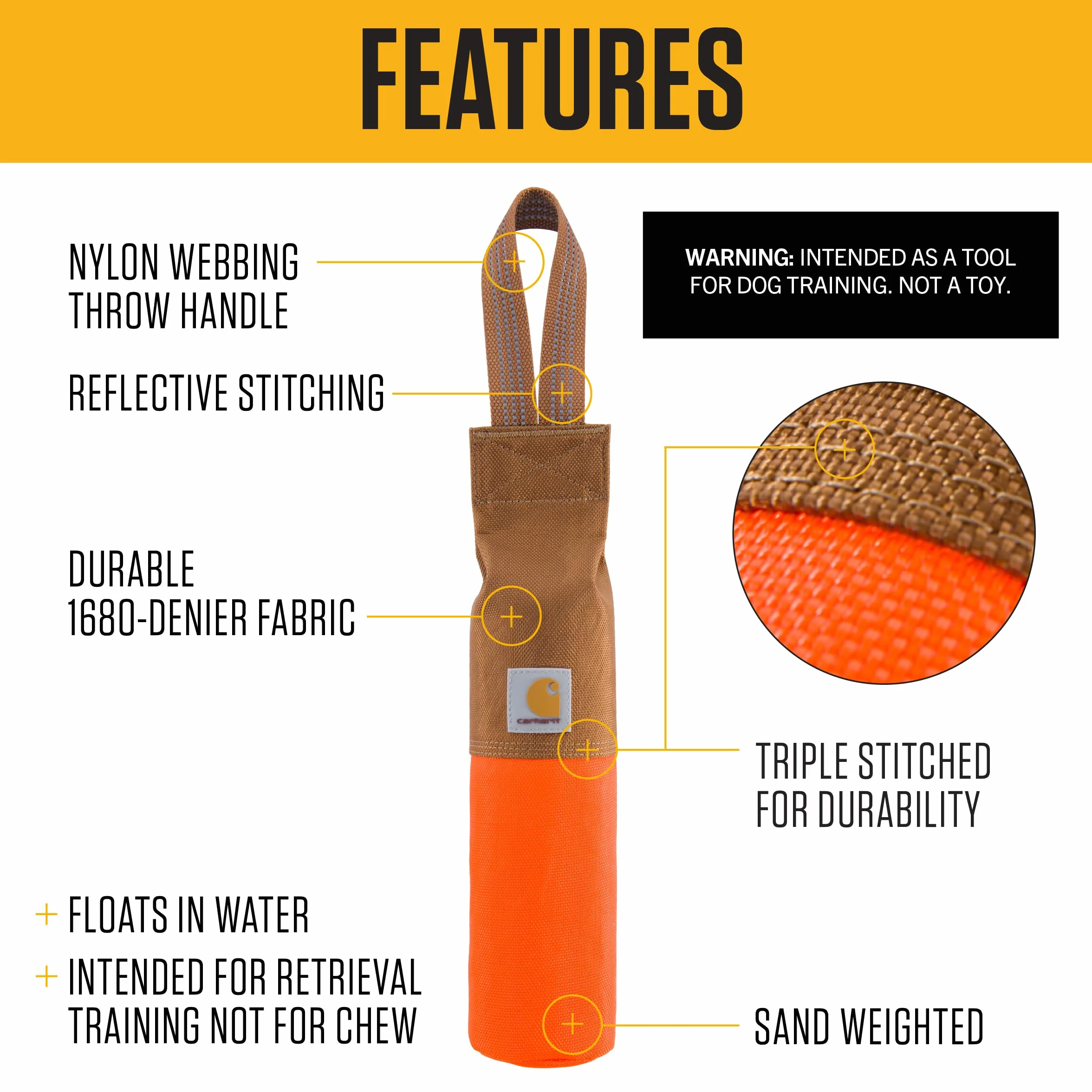 Carhartt Jouet à Aller Chercher pour Chien en Toile de Canard Robuste, Orange Hunter Orange
