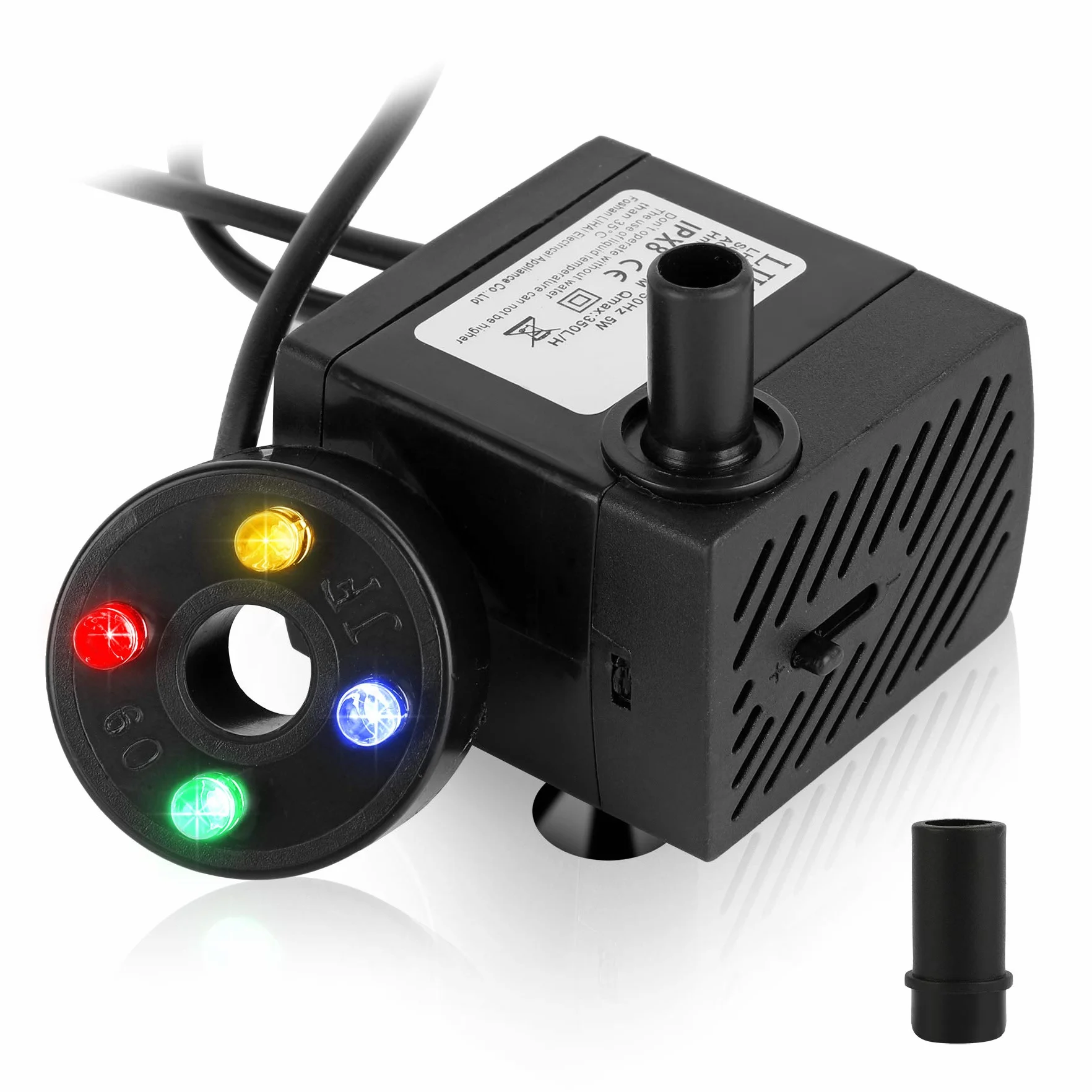 Forever Speed Mini pompe à eau d'aquarium submersible 5 W 350 l/h 0,85 m avec LED