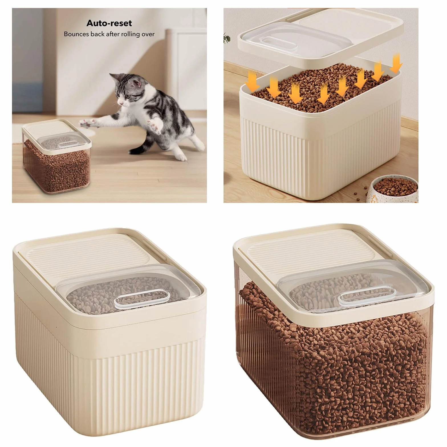Générique Conteneur Croquettes Chien Chats 4Kg Rangement Hermétique Anti-Odeurs 24x17x18cm Blanc