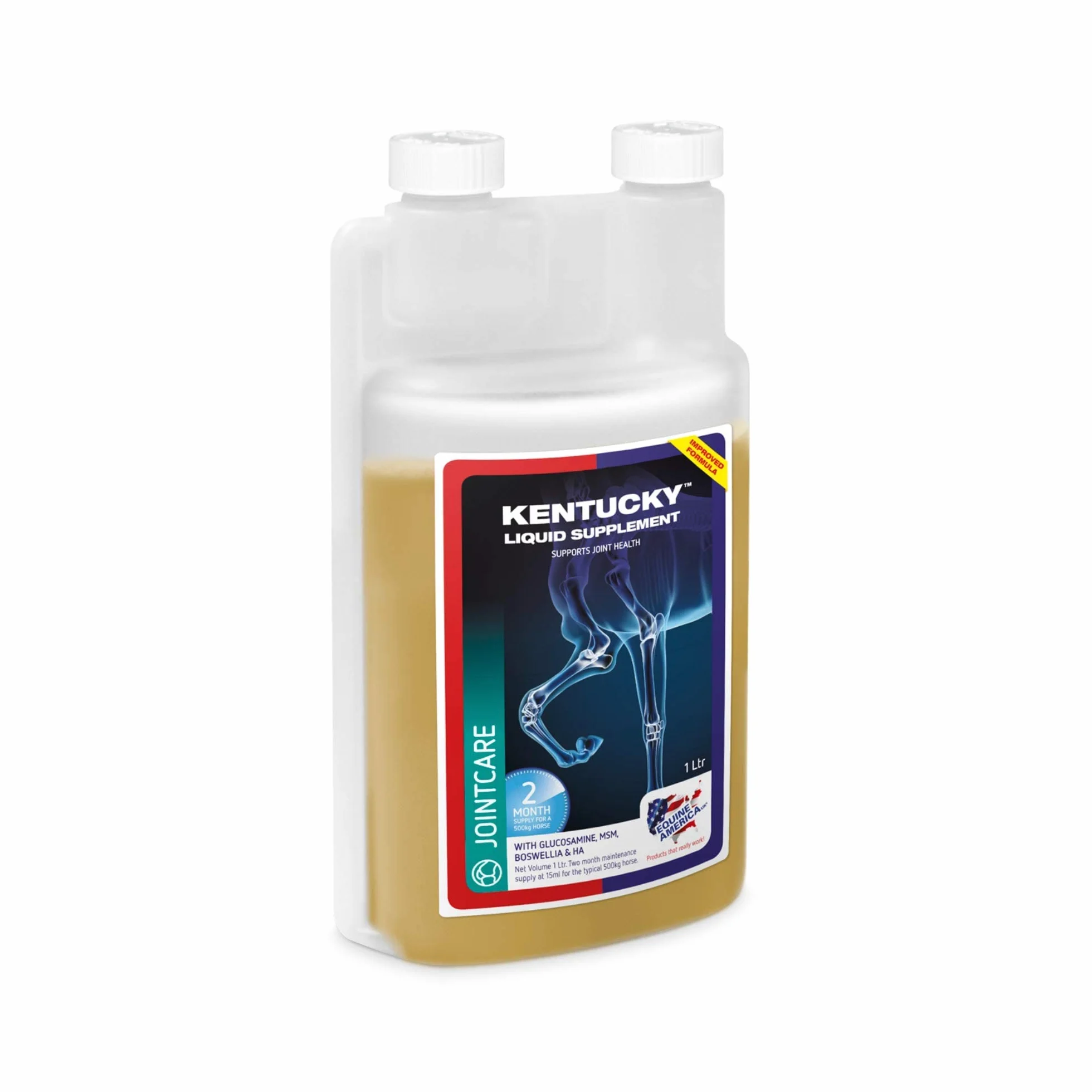 Supplément liquide Equine America Kentucky | Premium prêt pour l'utilisation du supplément Cheval & Poney | Accompagnement conjoint et mobilité | 1 litre