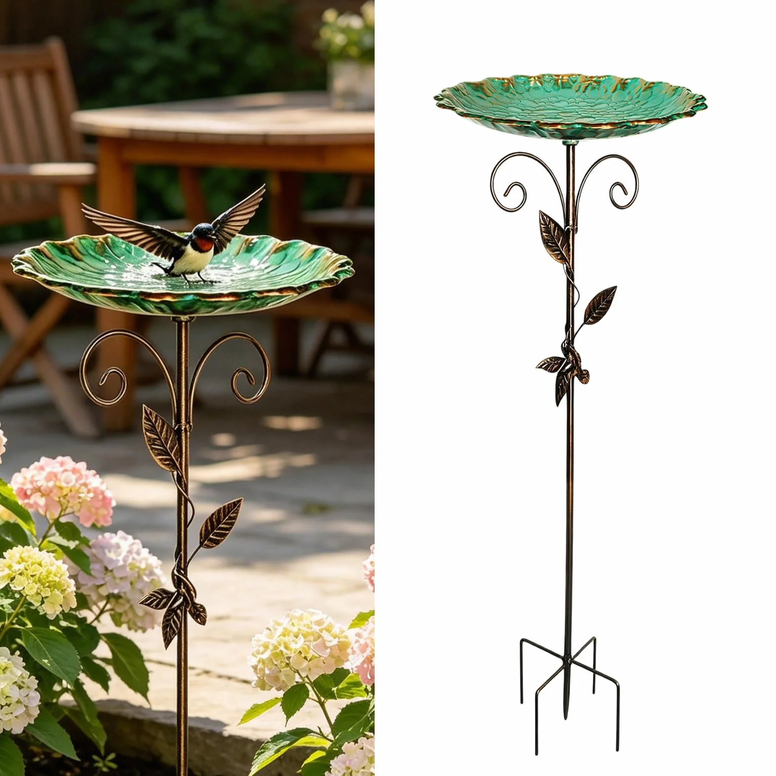 Bain d'oiseaux pour Extérieur 25,5CM avec Base Stable à 4 Branches