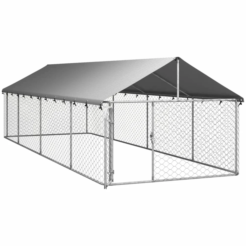 Chenil d'extérieur pour Chien Métal avec Toit 600x200x150 cm