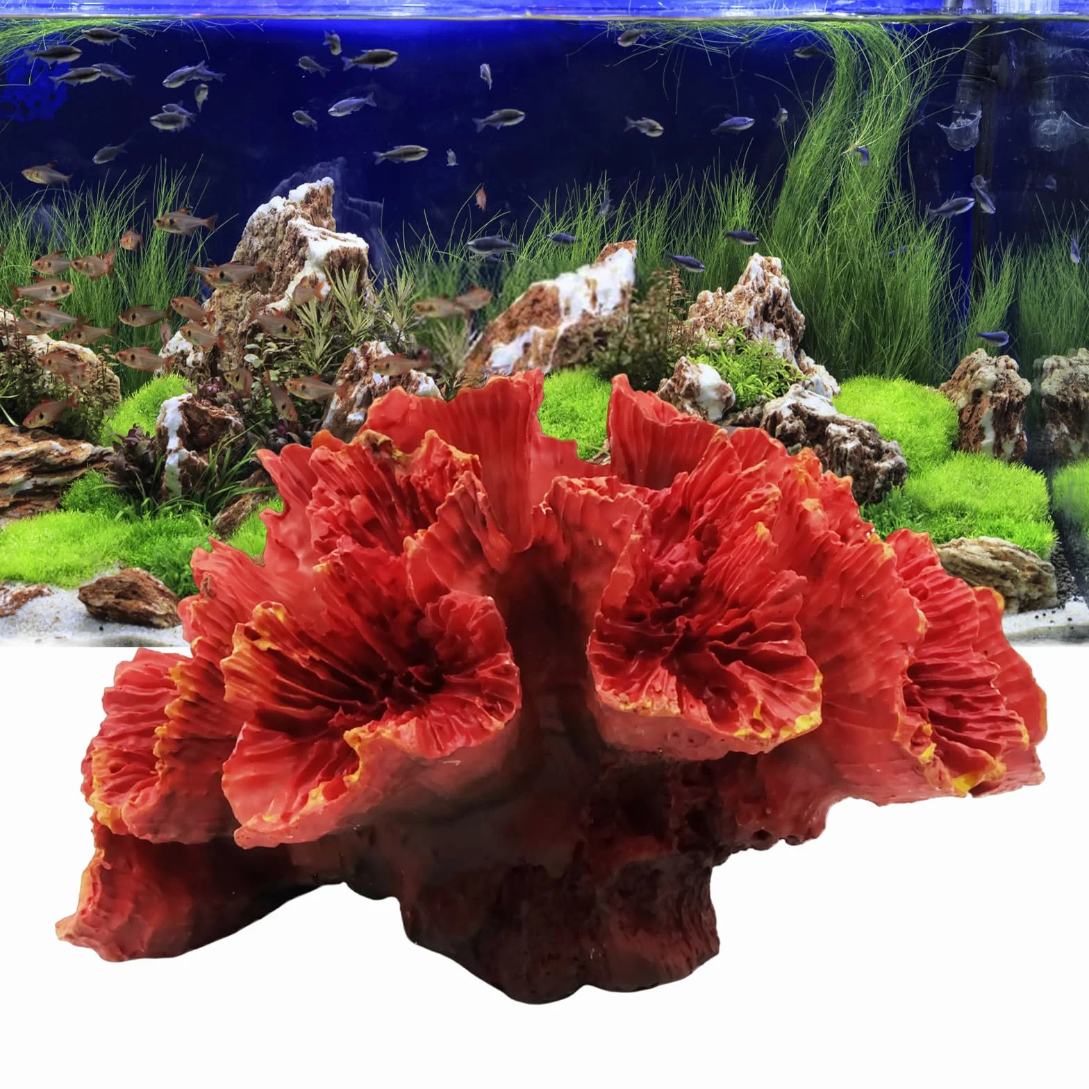Deco Aquarium Corails Orange Décoration pour Aquarium à Poissons