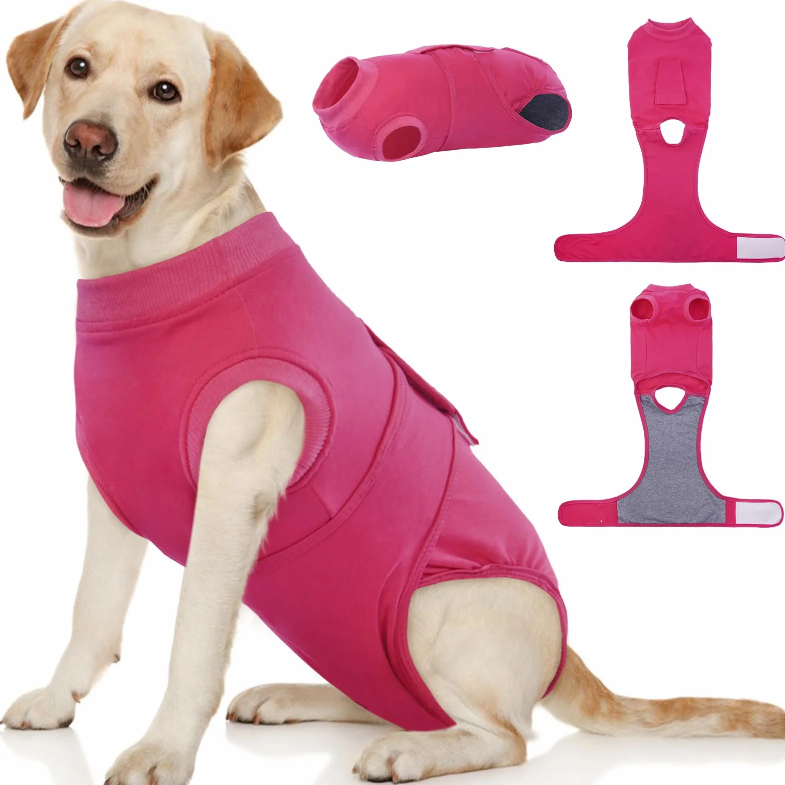 Kuoser Combinaison de récupération XXL pour chien après chirurgie - Gilet post-opératoire réglable rose
