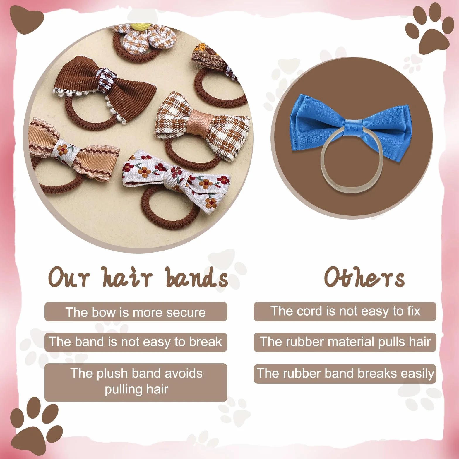 BOXOB 20pcs Nœuds pour Poils de Chien, Marron pour Chien de Petite Taille Nœuds Mignons pour Chiots à Fleurs Élastiques